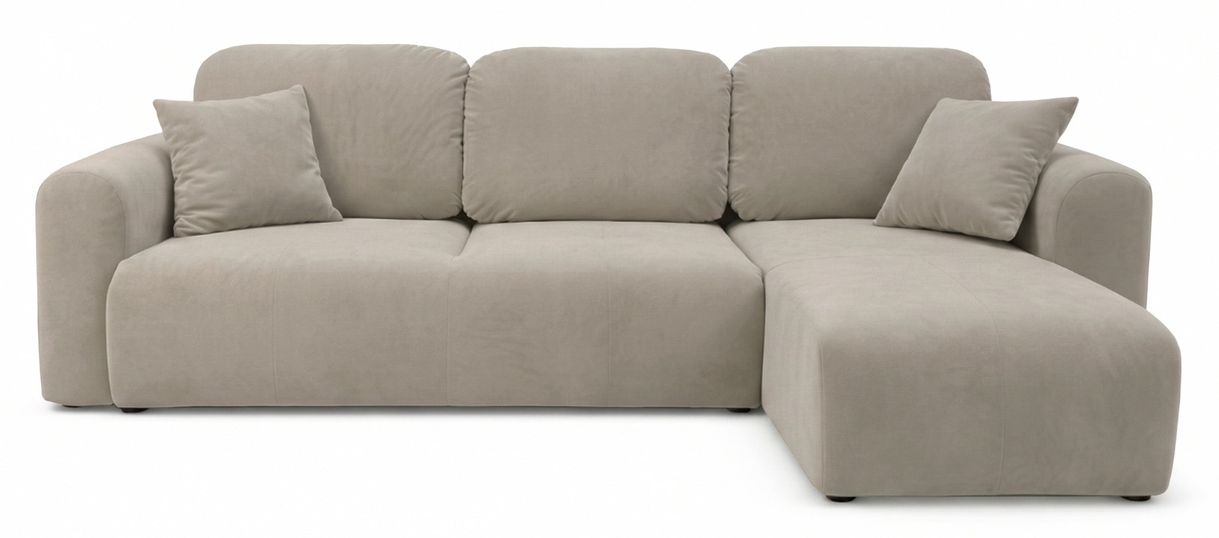 Ecksofa mit Schlaffunktion Olido, L-förmig, universell, mit Stauraum, beige, wasserabweisender Samt