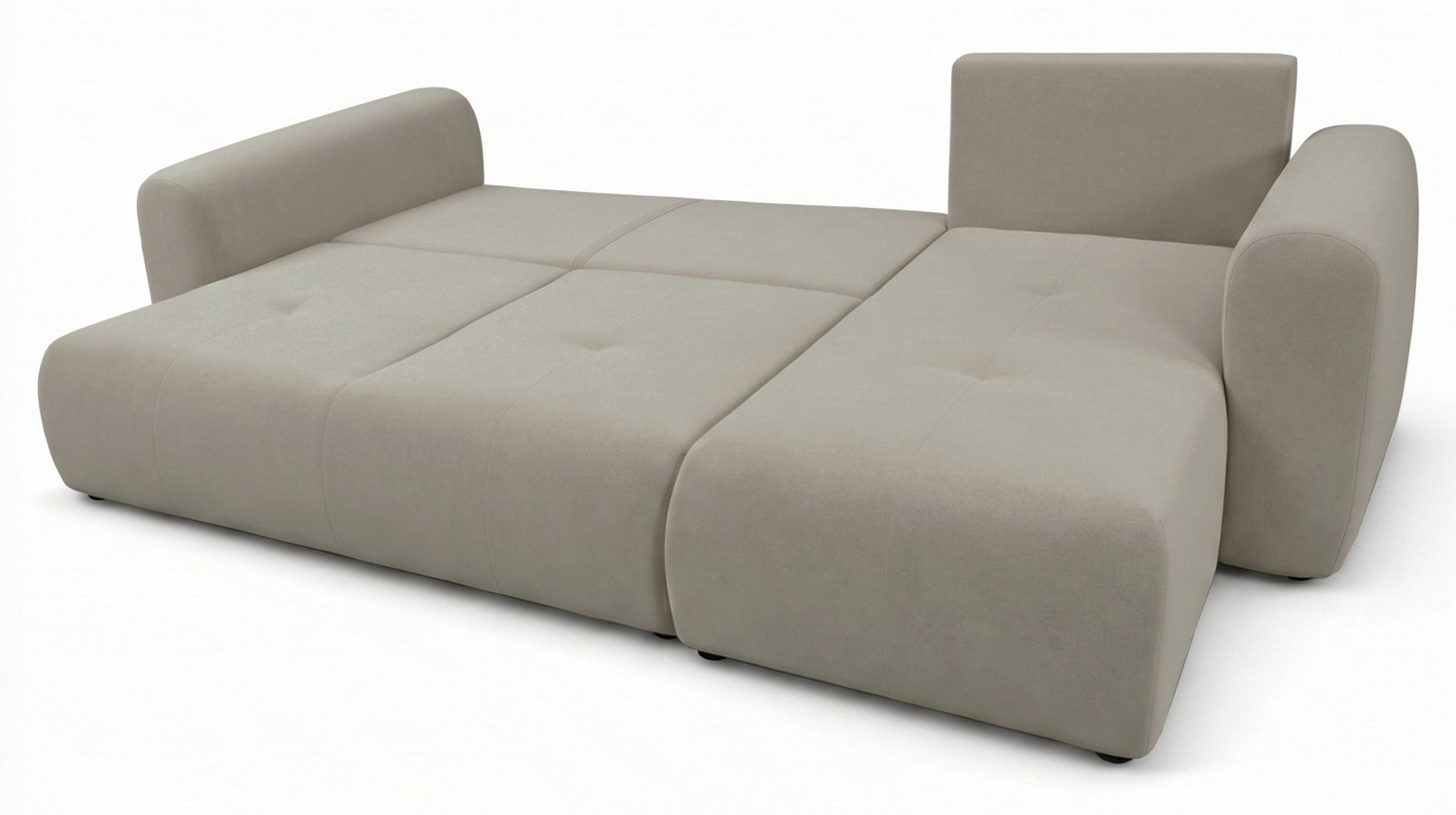 Ecksofa mit Schlaffunktion Olido, L-förmig, universell, mit Stauraum, beige, wasserabweisender Samt