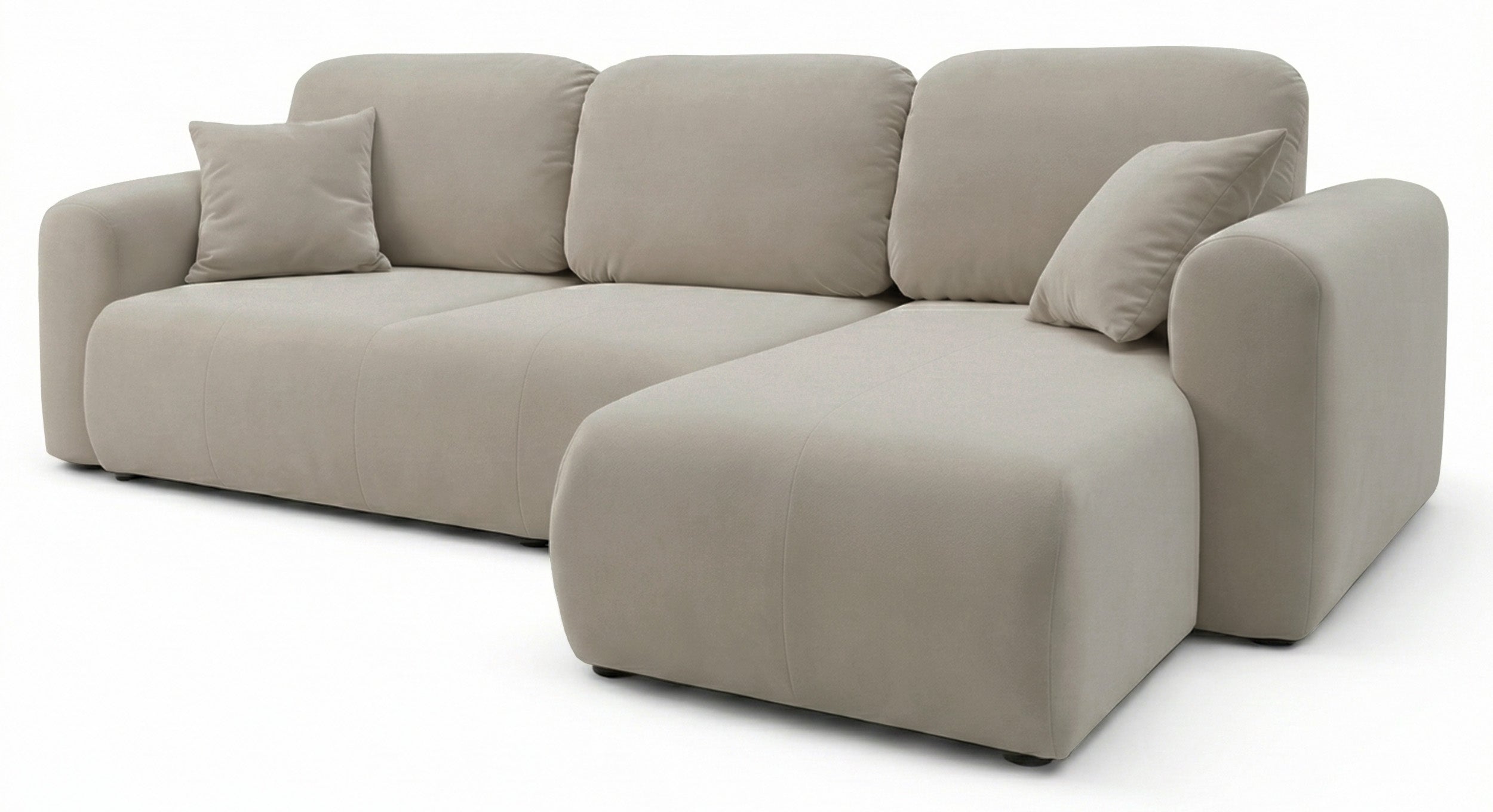 Ecksofa mit Schlaffunktion Olido, L-förmig, universell, mit Stauraum, beige, wasserabweisender Samt
