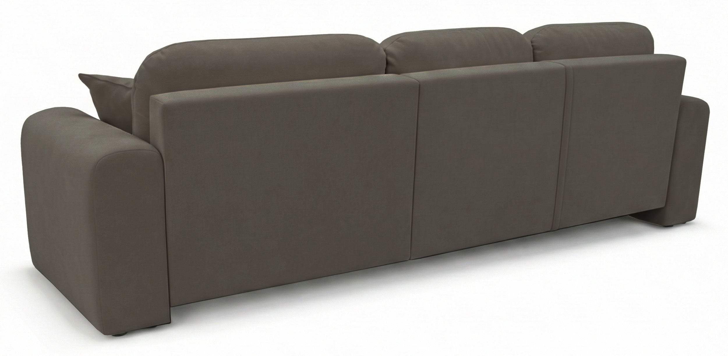 Ecksofa mit Schlaffunktion Olido, L-förmig, universell, mit Stauraum, dunkelbeige, hydrophobes Samtgewebe