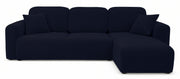 Ecksofa mit Schlaffunktion Olido, L-förmig, universell, mit Stauraum, marineblauer hydrophober Samt