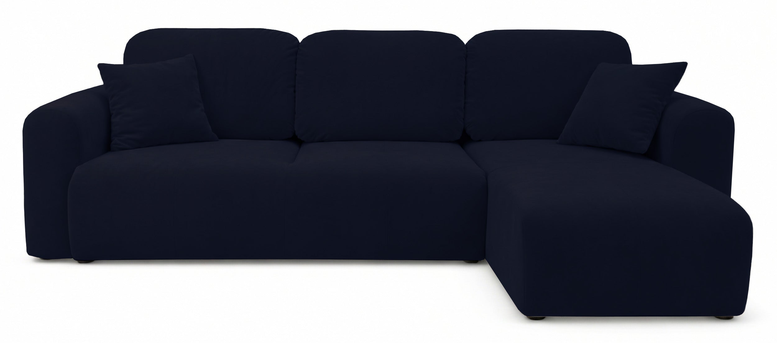 Ecksofa mit Schlaffunktion Olido, L-förmig, universell, mit Stauraum, marineblauer hydrophober Samt
