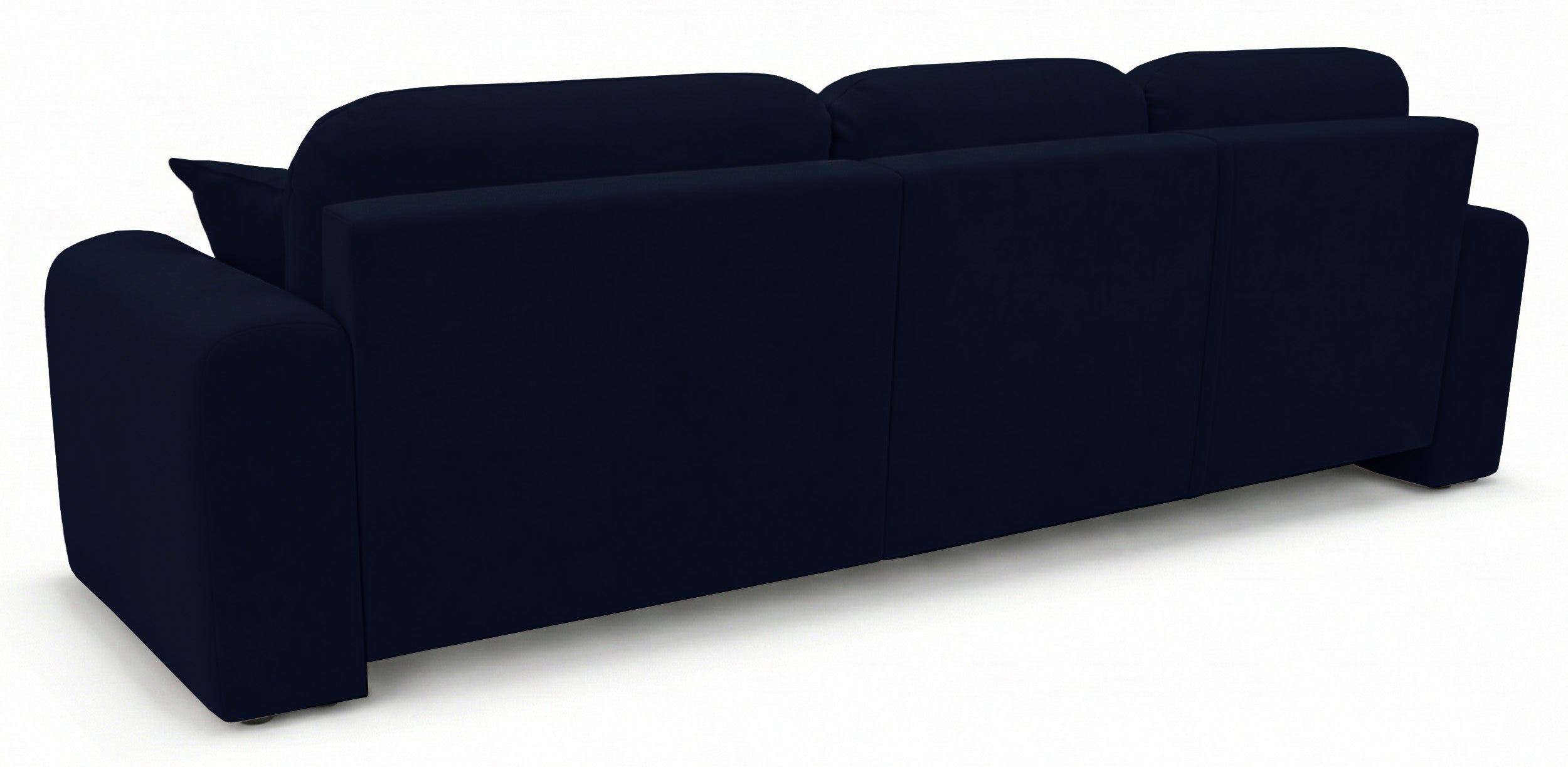 Ecksofa mit Schlaffunktion Olido, L-förmig, universell, mit Stauraum, marineblauer hydrophober Samt