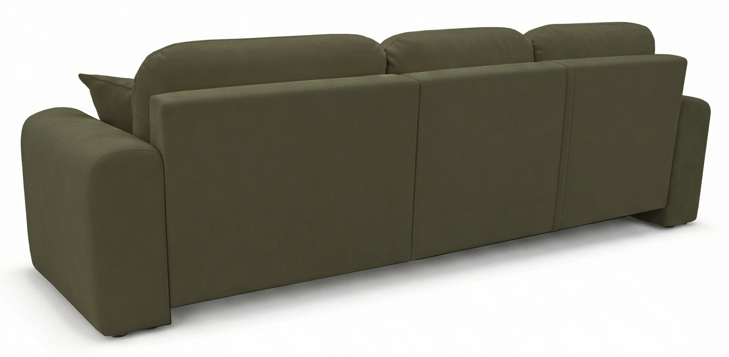 Ecksofa mit Schlafunktion Olido, L-förmig, universell, mit Stauraum, olivgrüner hydrophober Samt