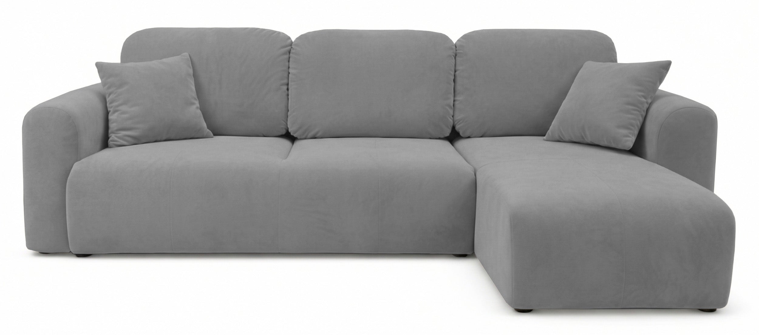 Ecksofa mit Schlaffunktion Olido, L-förmig, universell mit Stauraum, grauer wasserabweisender Samt