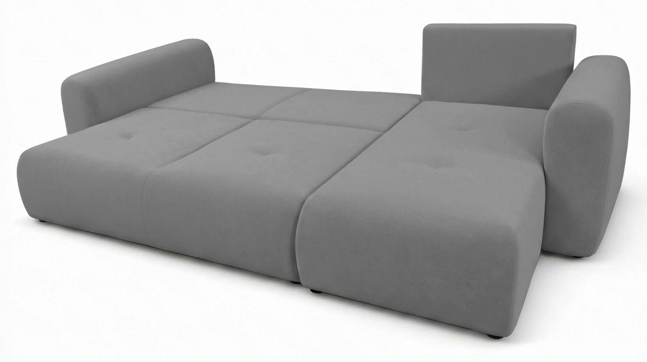 Ecksofa mit Schlaffunktion Olido, L-förmig, universell mit Stauraum, grauer wasserabweisender Samt