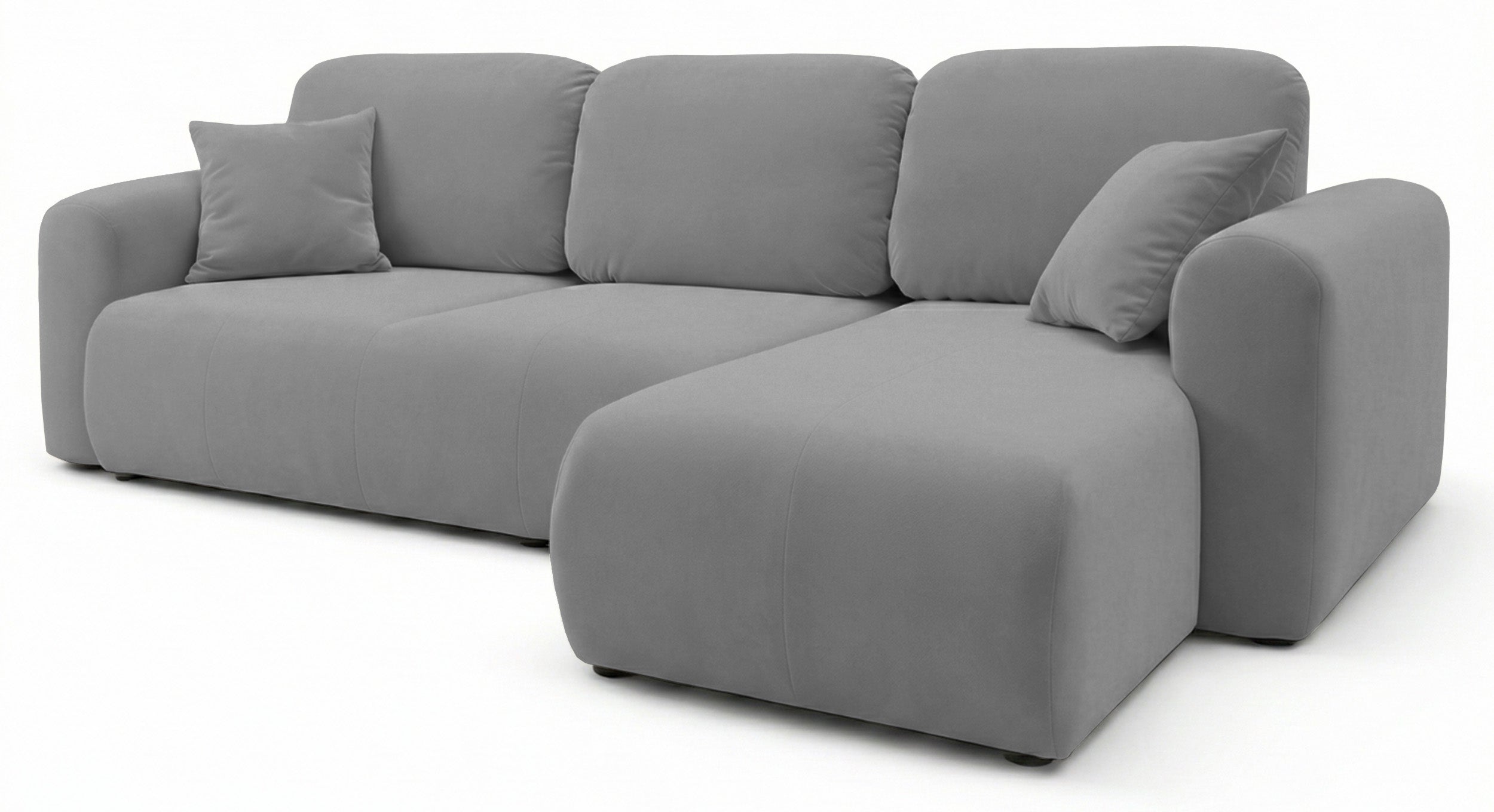 Ecksofa mit Schlaffunktion Olido, L-förmig, universell mit Stauraum, grauer wasserabweisender Samt