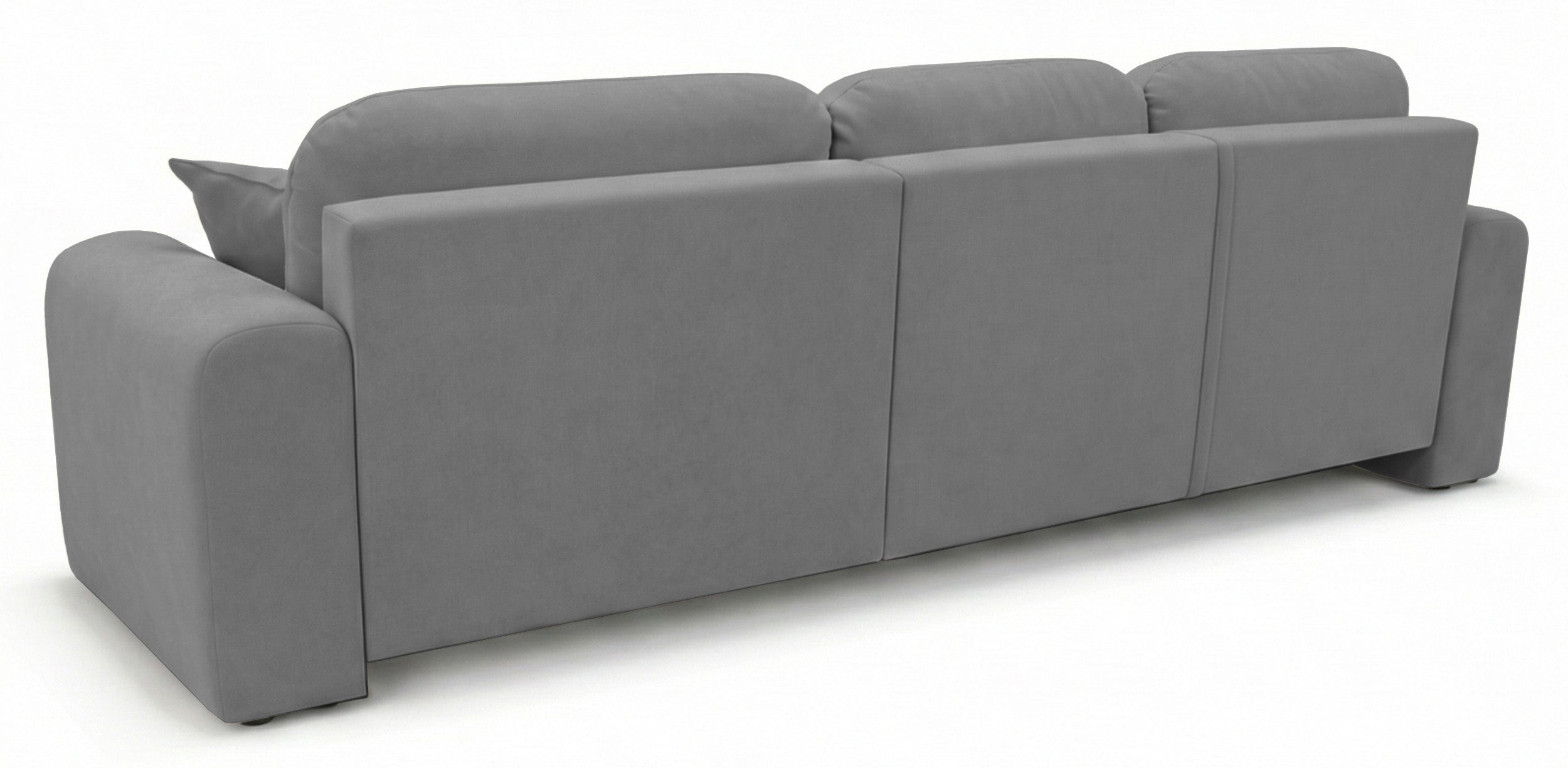 Ecksofa mit Schlaffunktion Olido, L-förmig, universell mit Stauraum, grauer wasserabweisender Samt