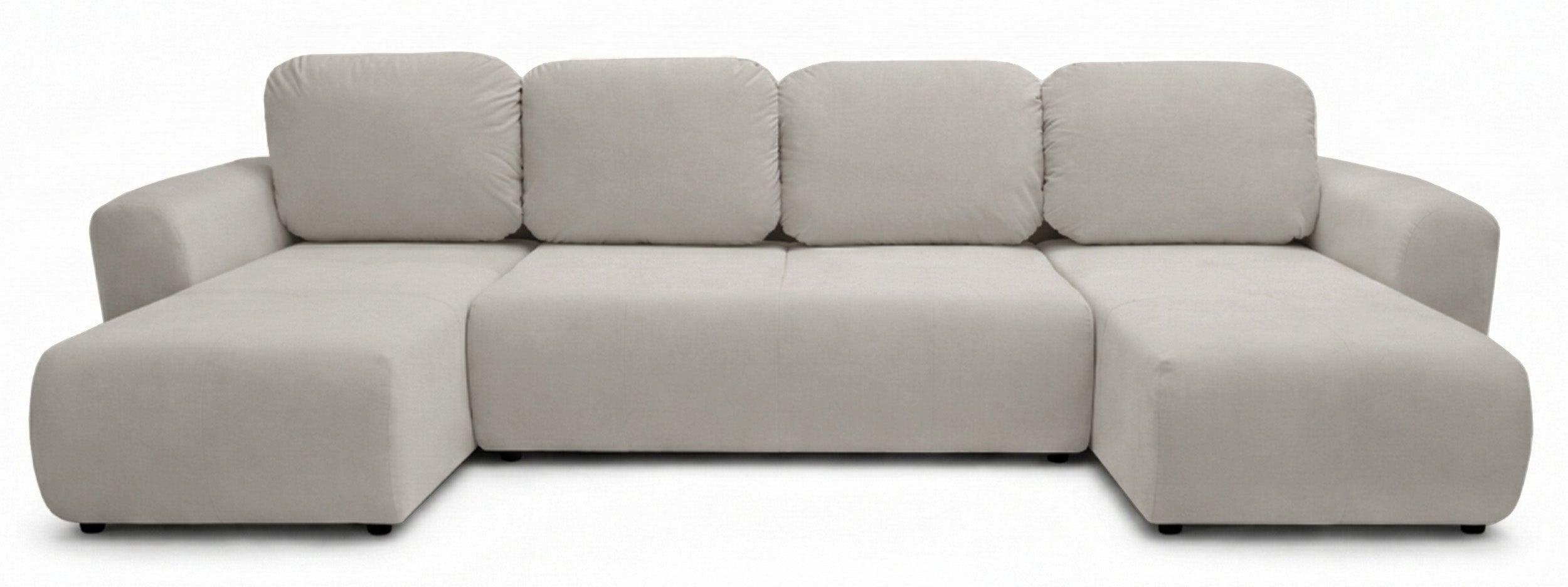 Ecksofa mit Schlaffunktion Olido U-förmig universell mit Stauraum, grau-beiger wasserabweisender Samt