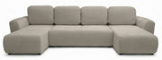 U-förmiges Ecksofa Olido mit Schlaffunktion, universell, mit Stauraum, beige, hydrophober Samtstoff