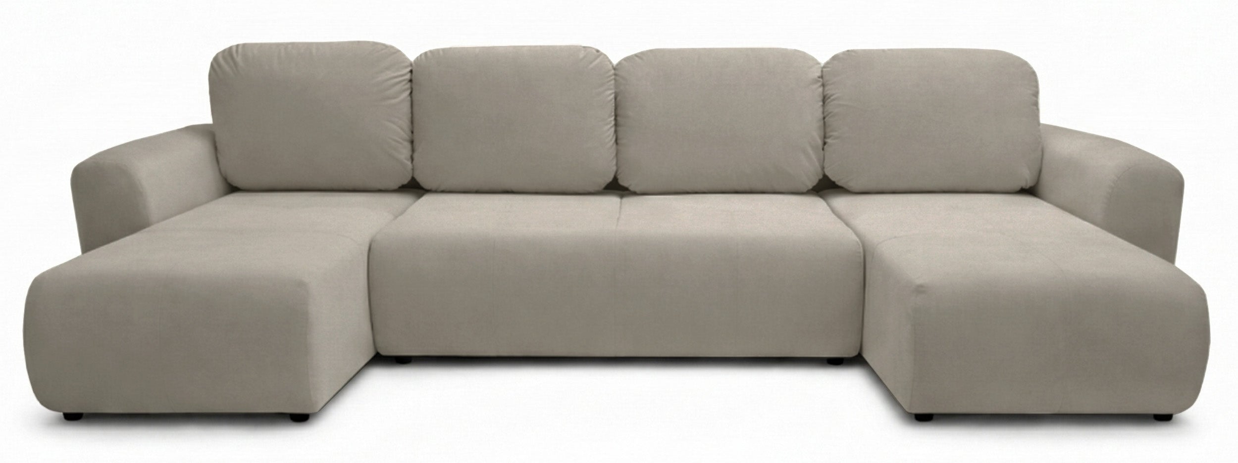 U-förmiges Ecksofa Olido mit Schlaffunktion, universell, mit Stauraum, beige, hydrophober Samtstoff