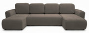 Ecksofa mit Schlaffunktion Olido, U-förmig, universell, mit Stauraum, dunkelbeige, wasserabweisender Samtstoff