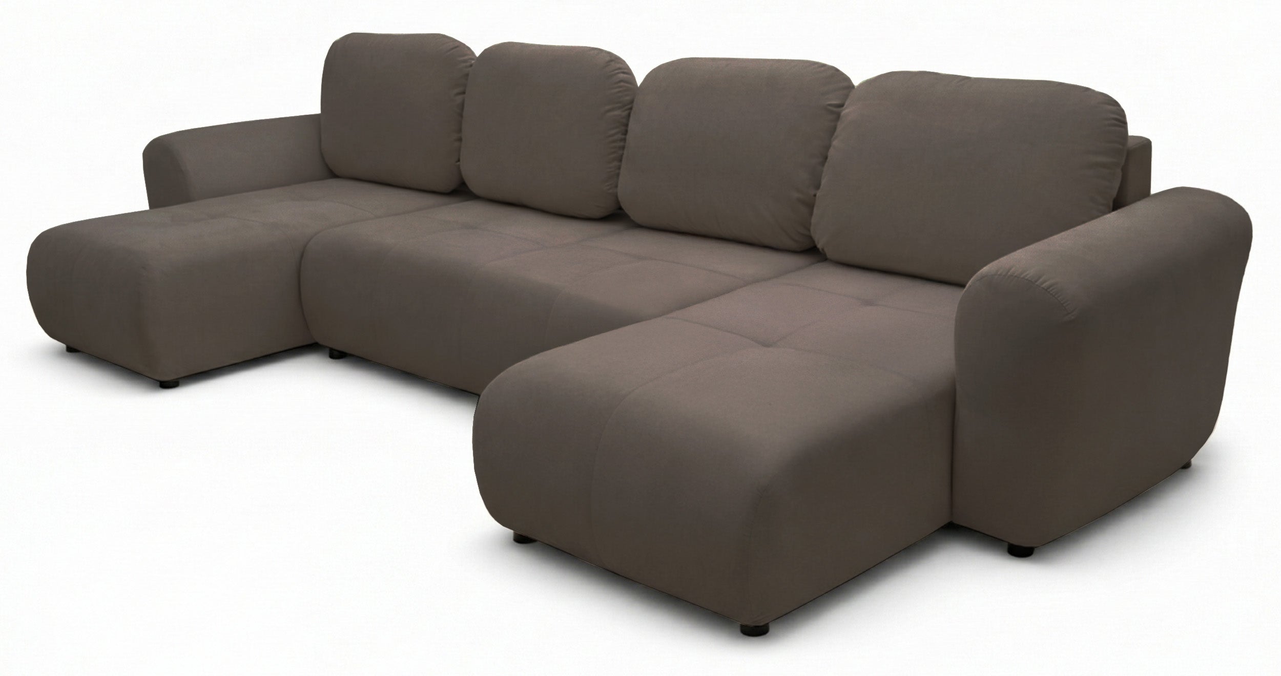 Ecksofa mit Schlaffunktion Olido, U-förmig, universell, mit Stauraum, dunkelbeige, wasserabweisender Samtstoff