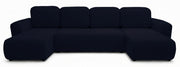 U-förmiges Ecksofa Olido mit Schlaffunktion, universell, mit Stauraum, marineblauer hydrophober Samtstoff