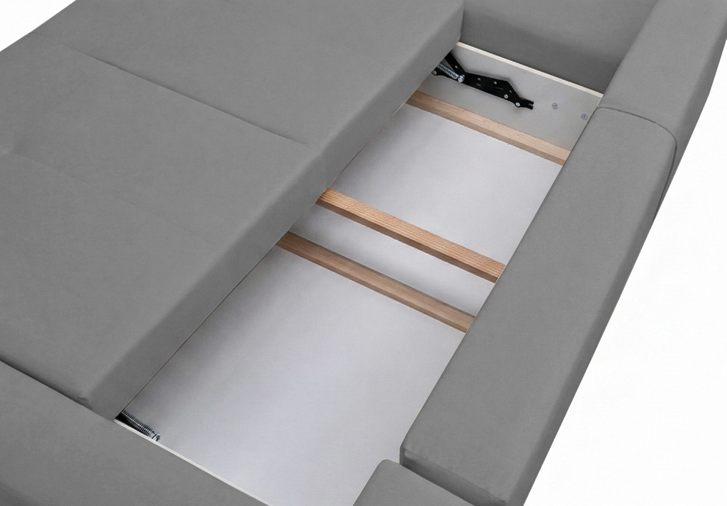 U-förmige Eckcouch Olido mit Schlafunktion, universell, mit Stauraum, grauer hydrophober Samtbezug