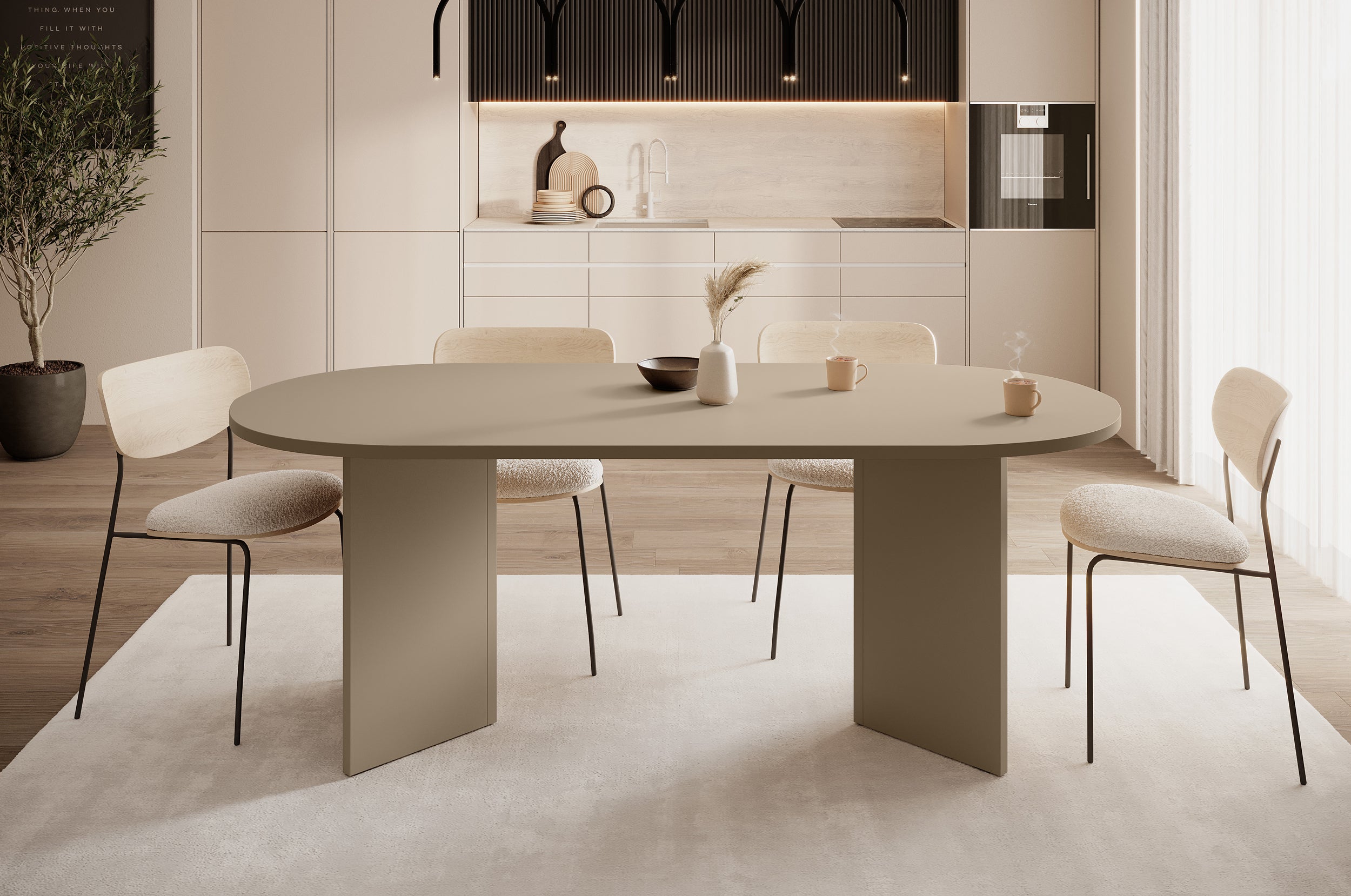 Esstisch Ovo oval 204 cm Cappuccino