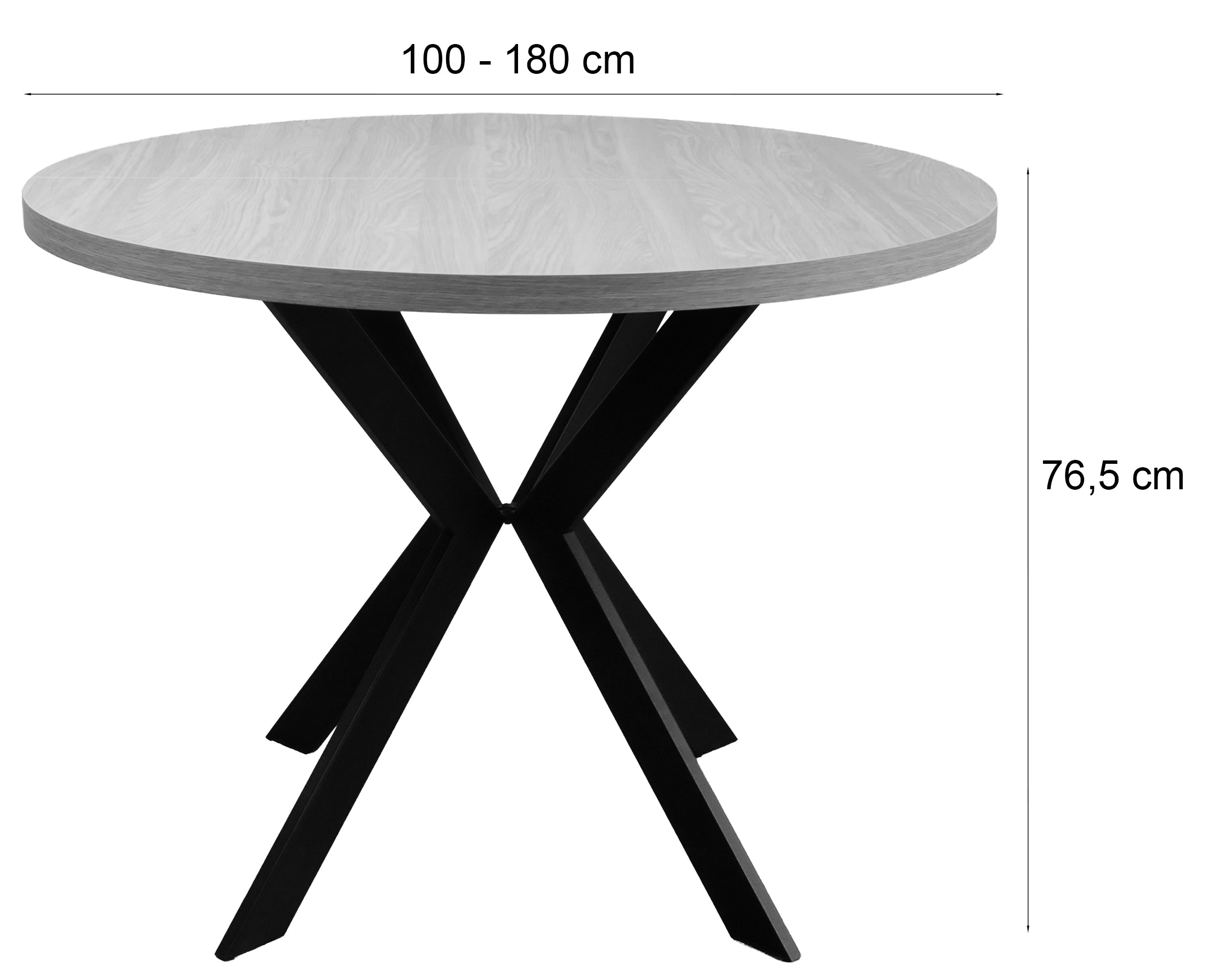 Ausziehbarer Esstisch Callions 100-180x100 cm Kaschmir mit schwarzen Beinen