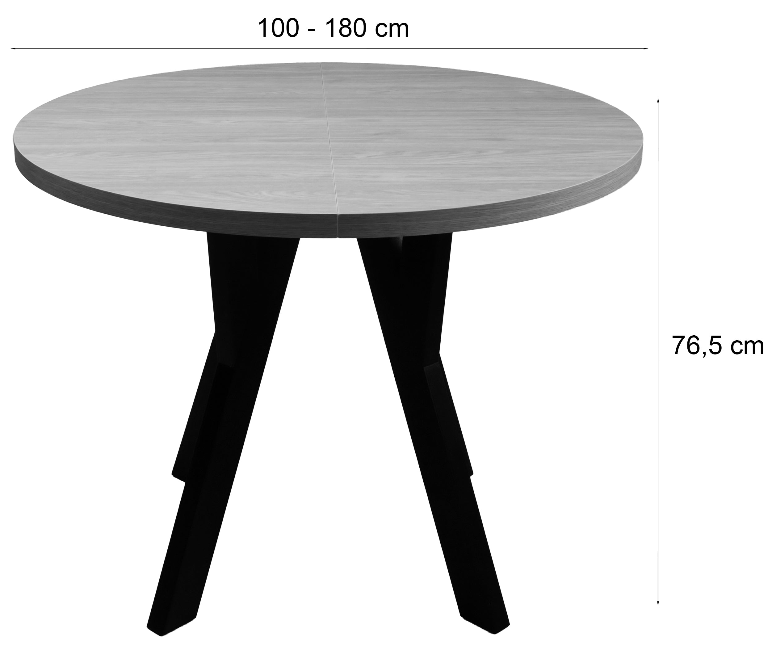 Ausziehbarer Esstisch Osenness 100-180x100 cm Kaschmir mit schwarzen Beinen