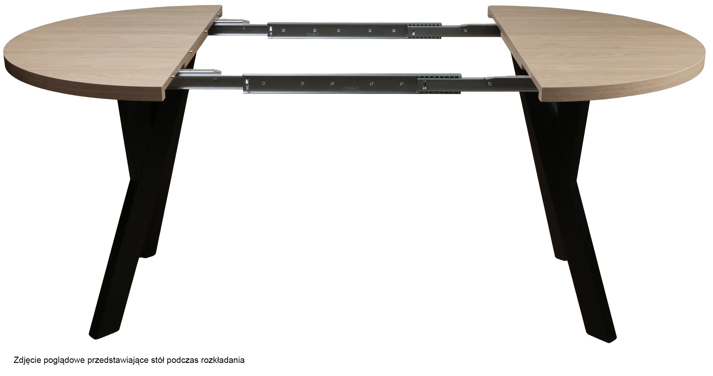 Ausziehbarer Esstisch Osenness 100-180x100 cm Kaschmir mit schwarzen Beinen