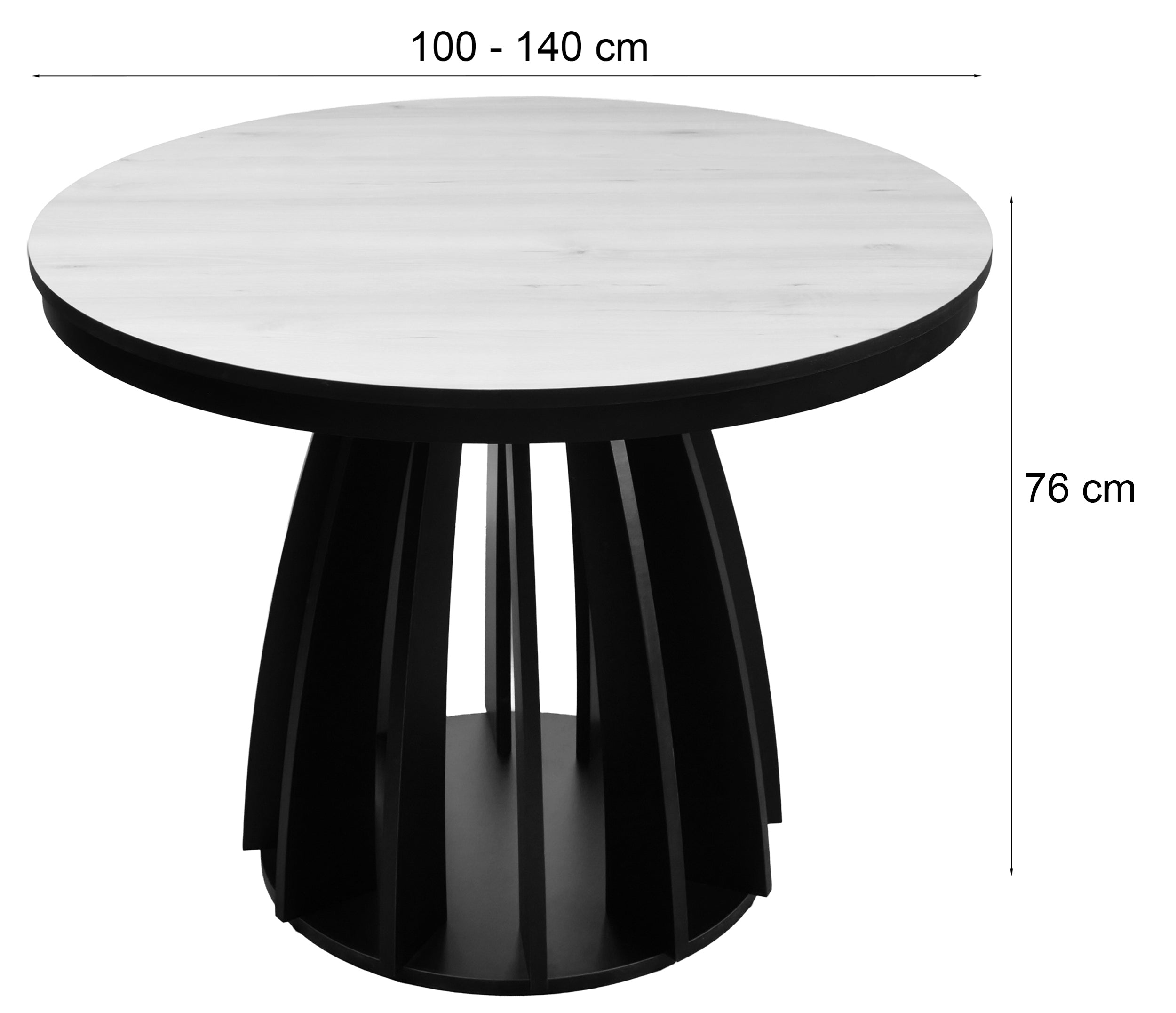 Ausziehbarer Esstisch Diciffy 100-140x100 cm schwarz