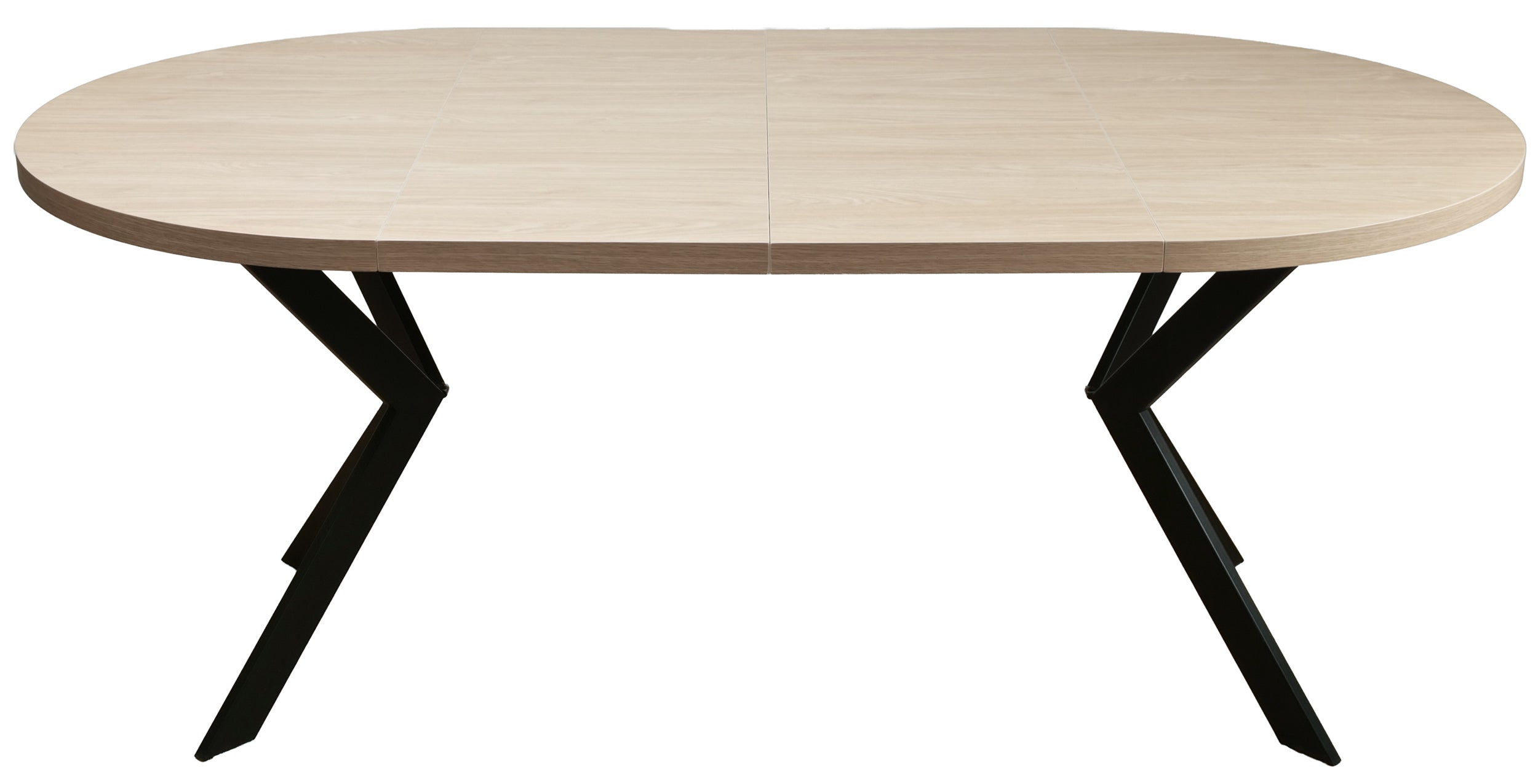 Ausziehbarer Esstisch Callions 100-180x100 cm, geölte Eiche mit schwarzen Beinen
