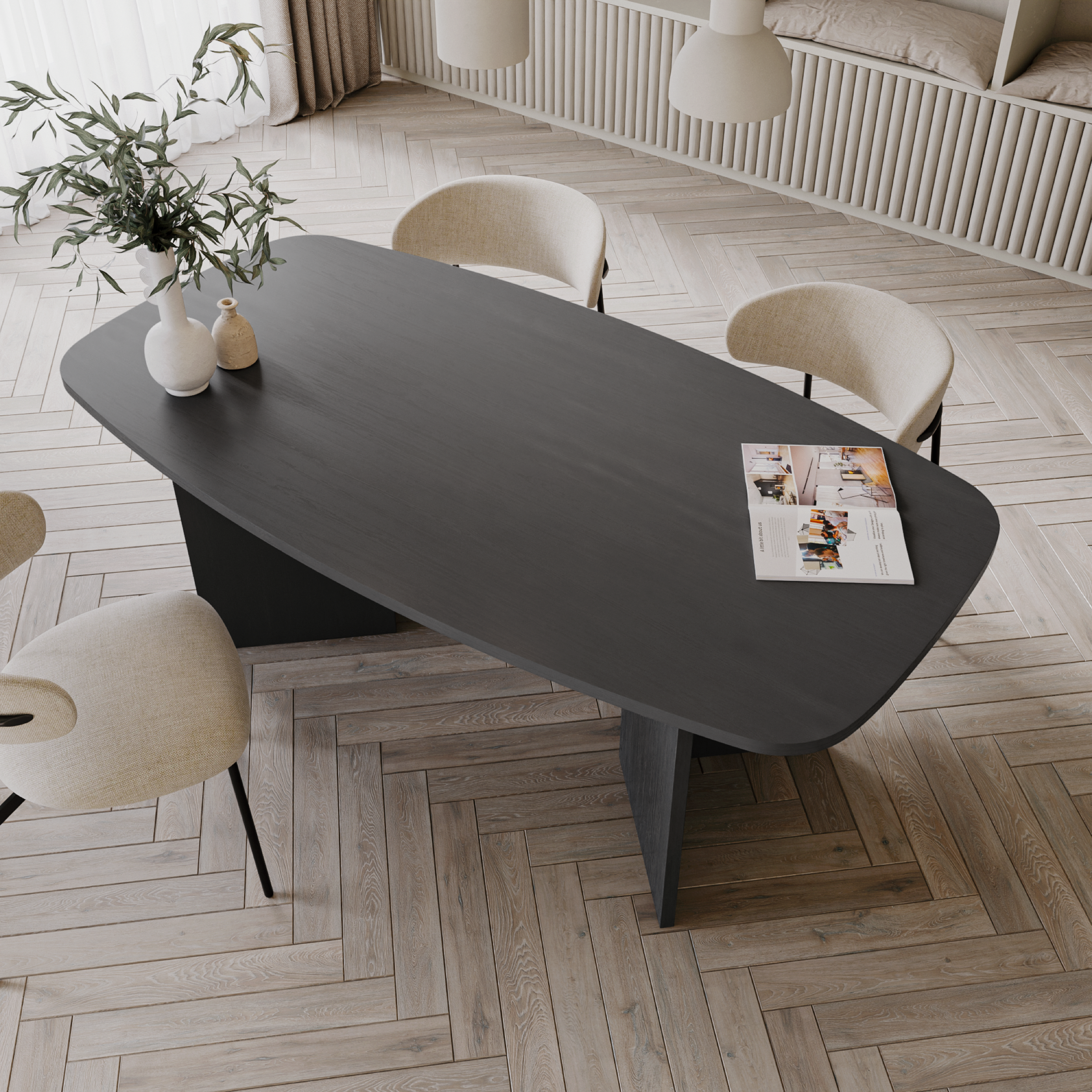 Esstisch Piano 190 cm Esche Prestige Schwarz