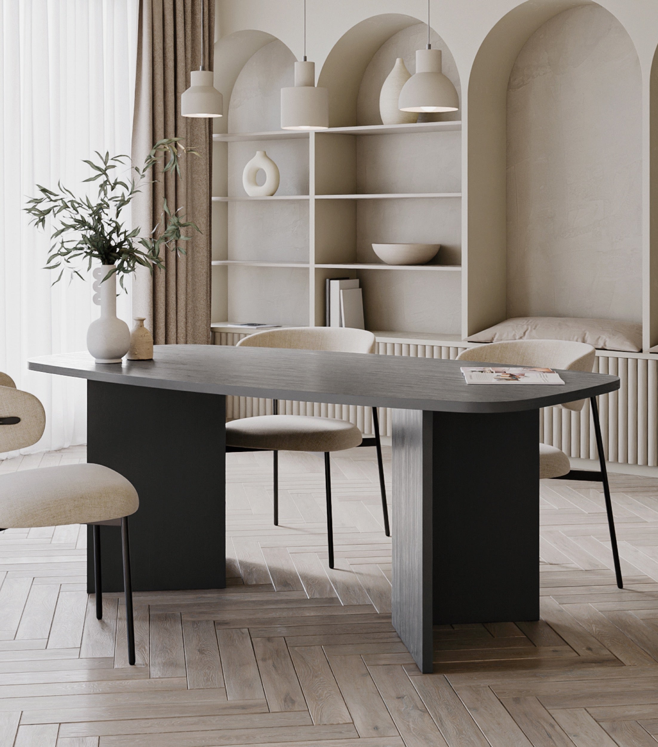 Esstisch Piano 190 cm Esche Prestige Schwarz