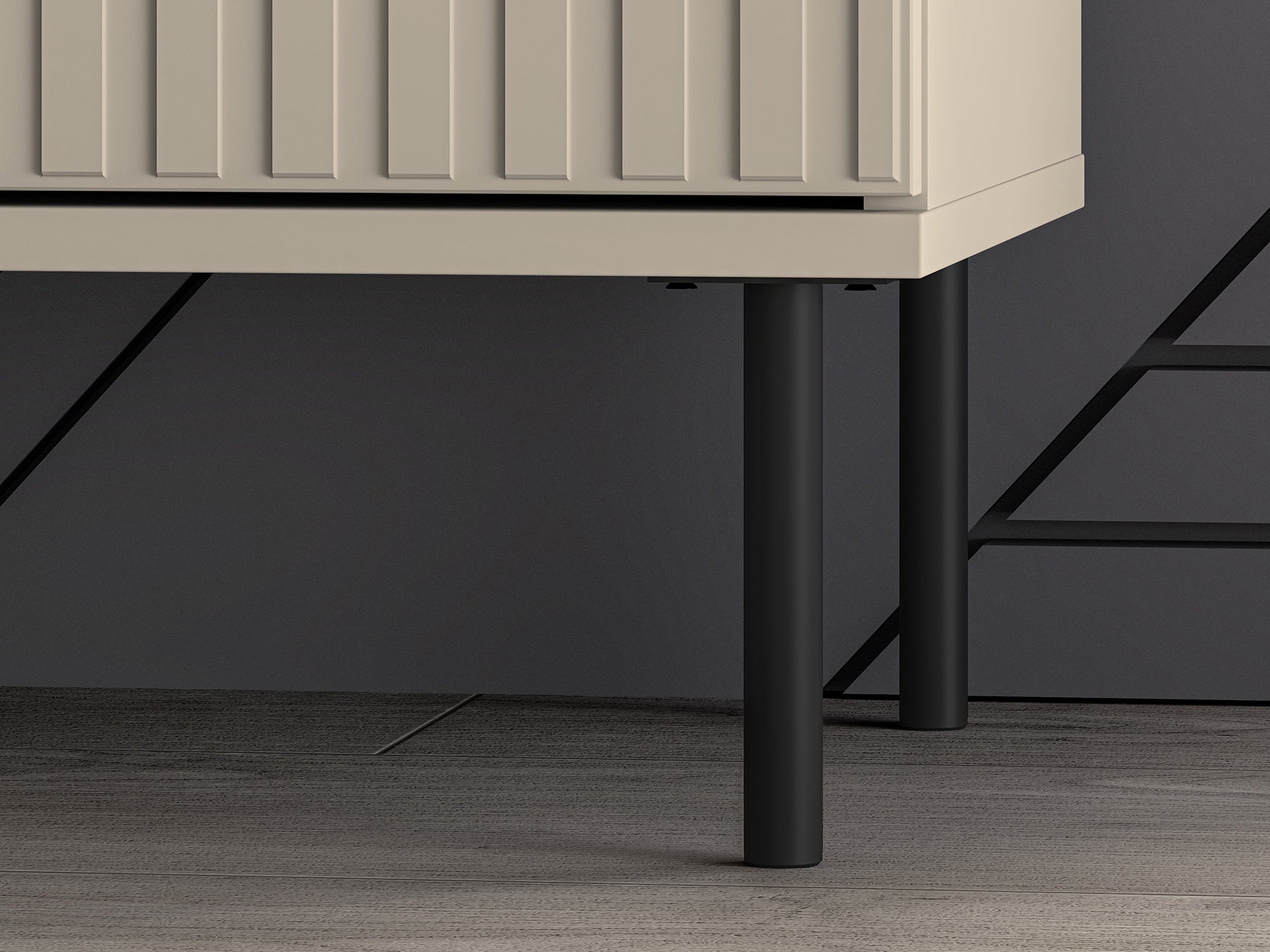 Zweiflügeliger Schrank Caletto 92 cm mit dekorativen Lamellen, beige