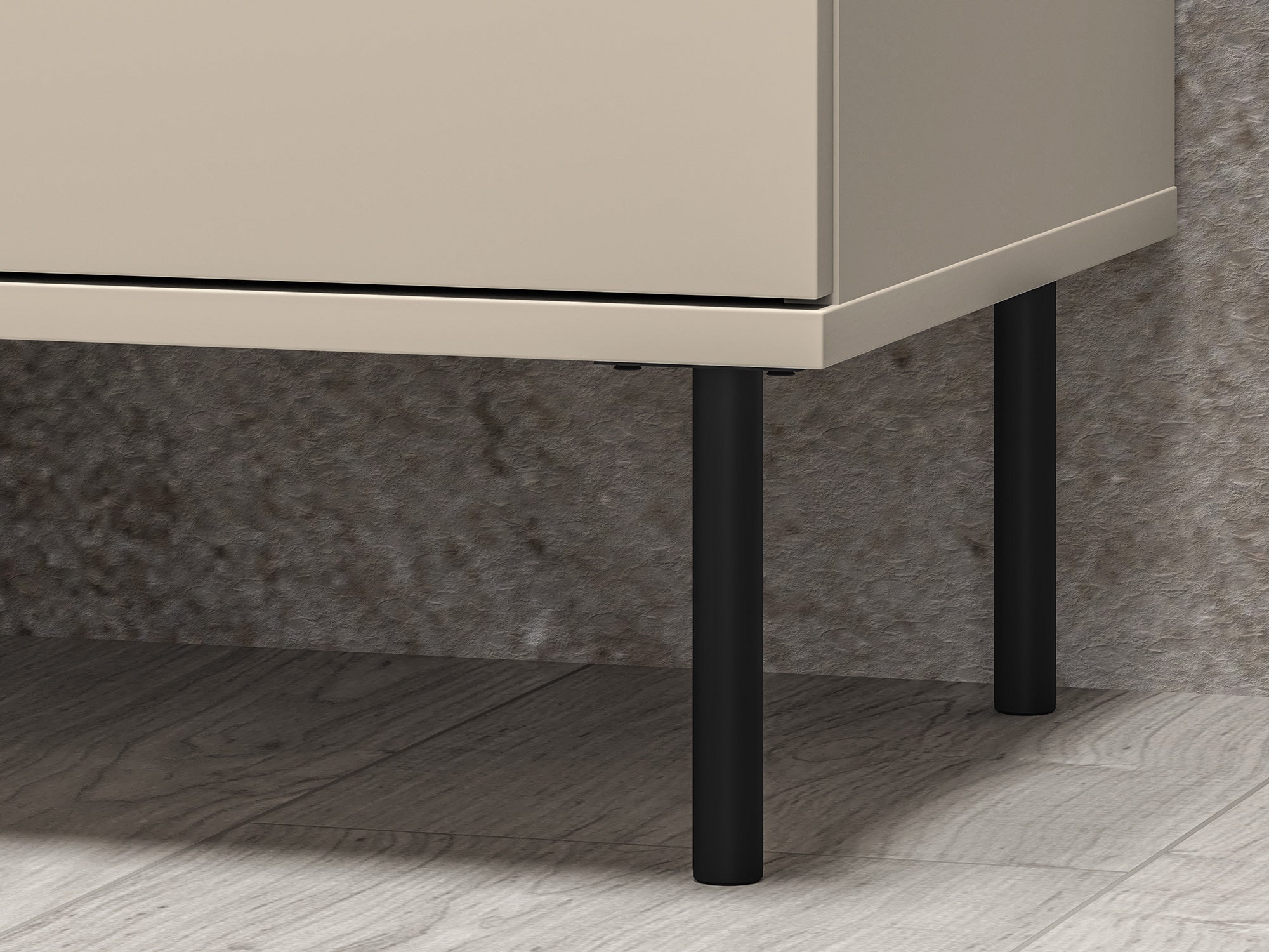 Einflügler-Kommode Caletto mit drei Schubladen, 120 cm, dekorative Lamellen, beige