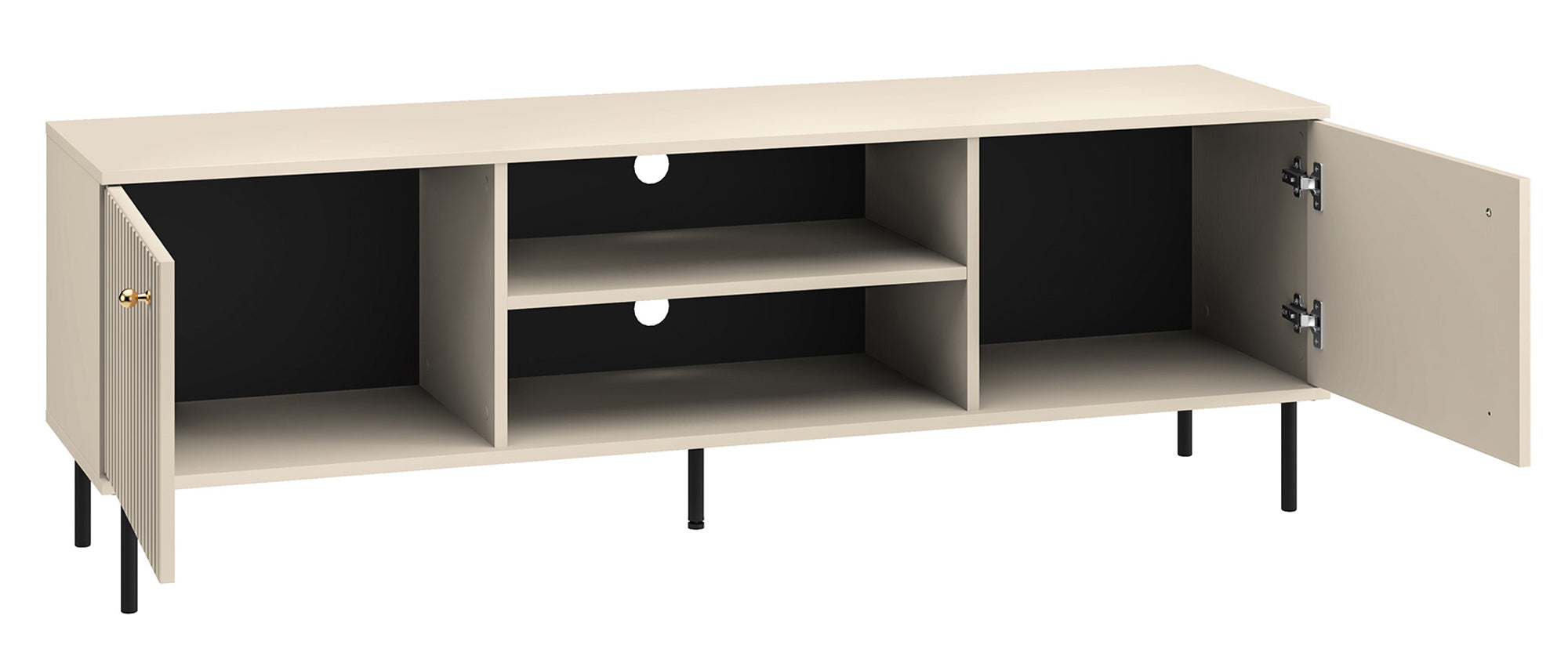 TV-Schrank Caletto 160 cm mit dekorativen Lamellen, beige