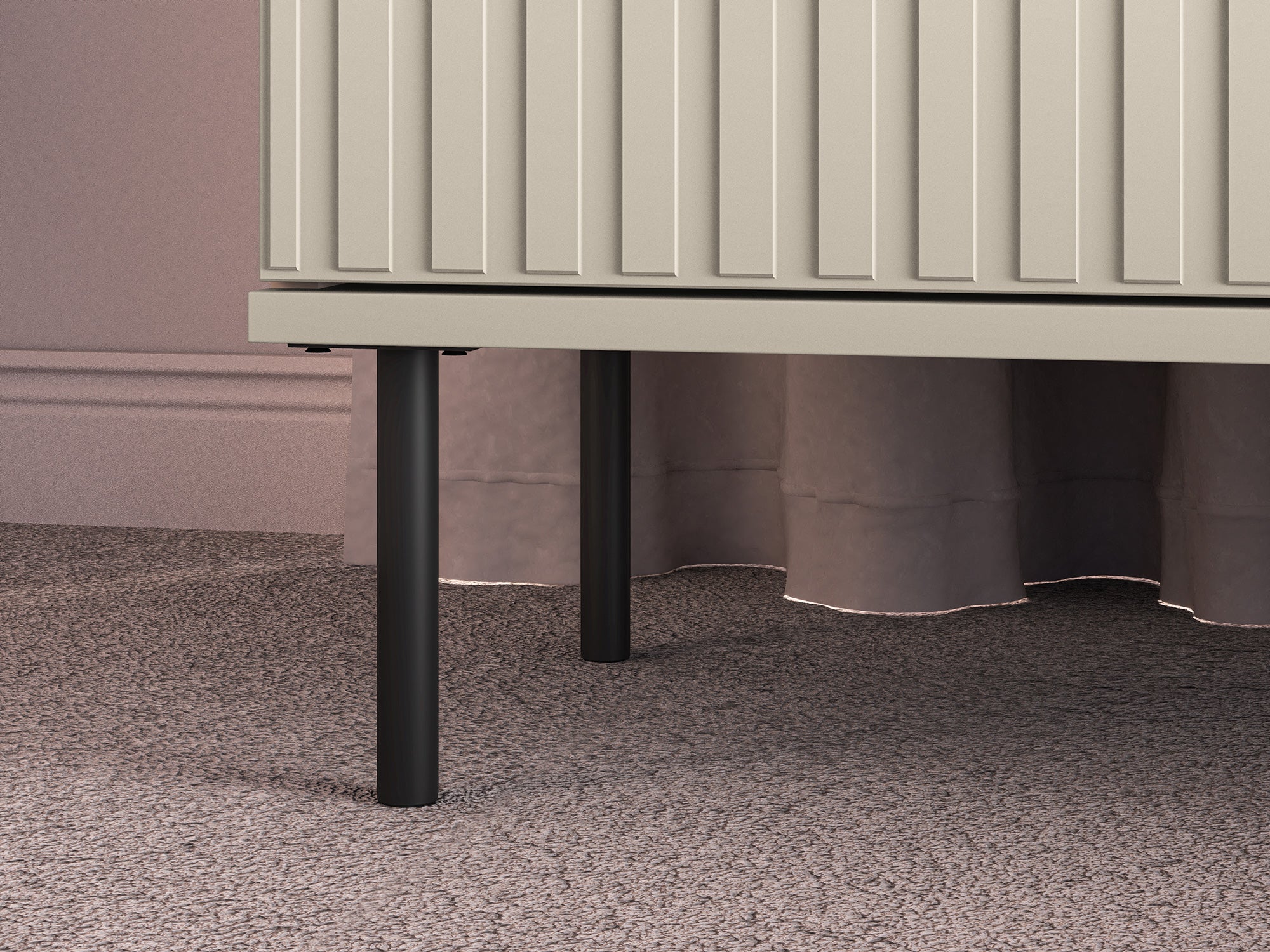 Nachttisch Caletto mit Schublade 50 cm dekorative Lamellen beige