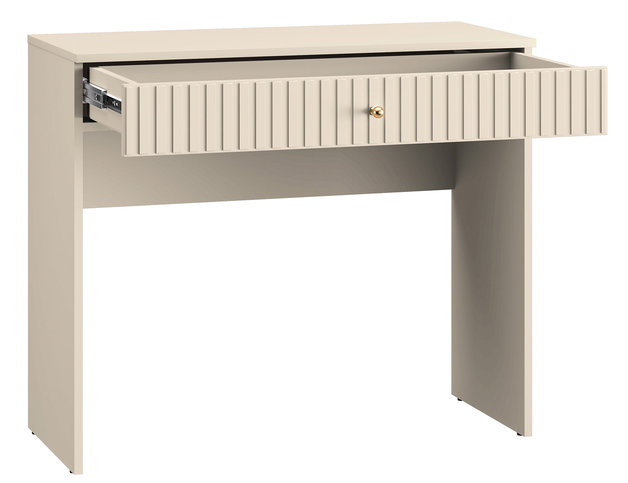 Caletto Schminktisch mit Schublade 92 cm, dekorative Lamellen, beige