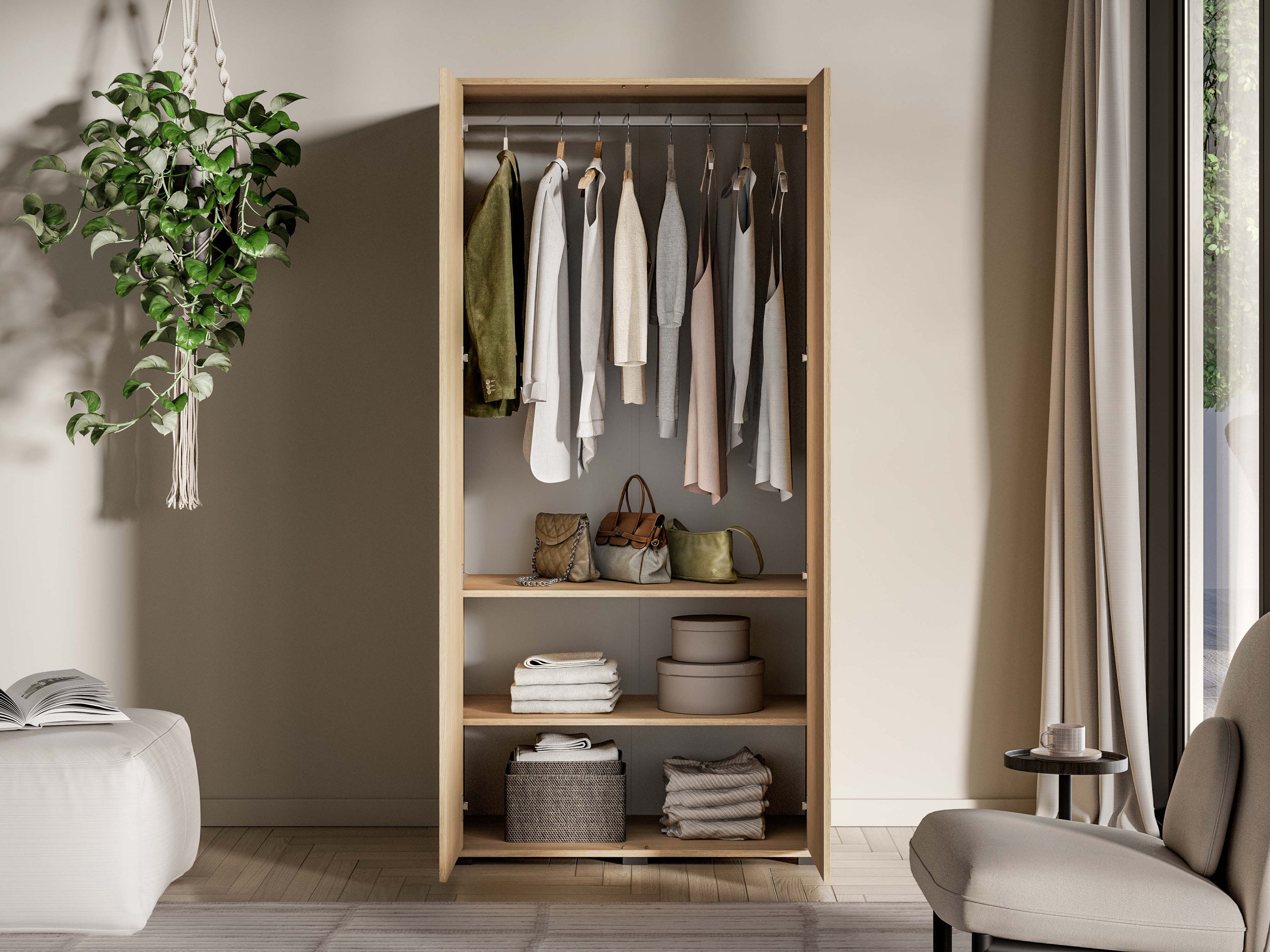 Zweiflügeliger Schrank Reynos 92 cm Eiche Mavelie