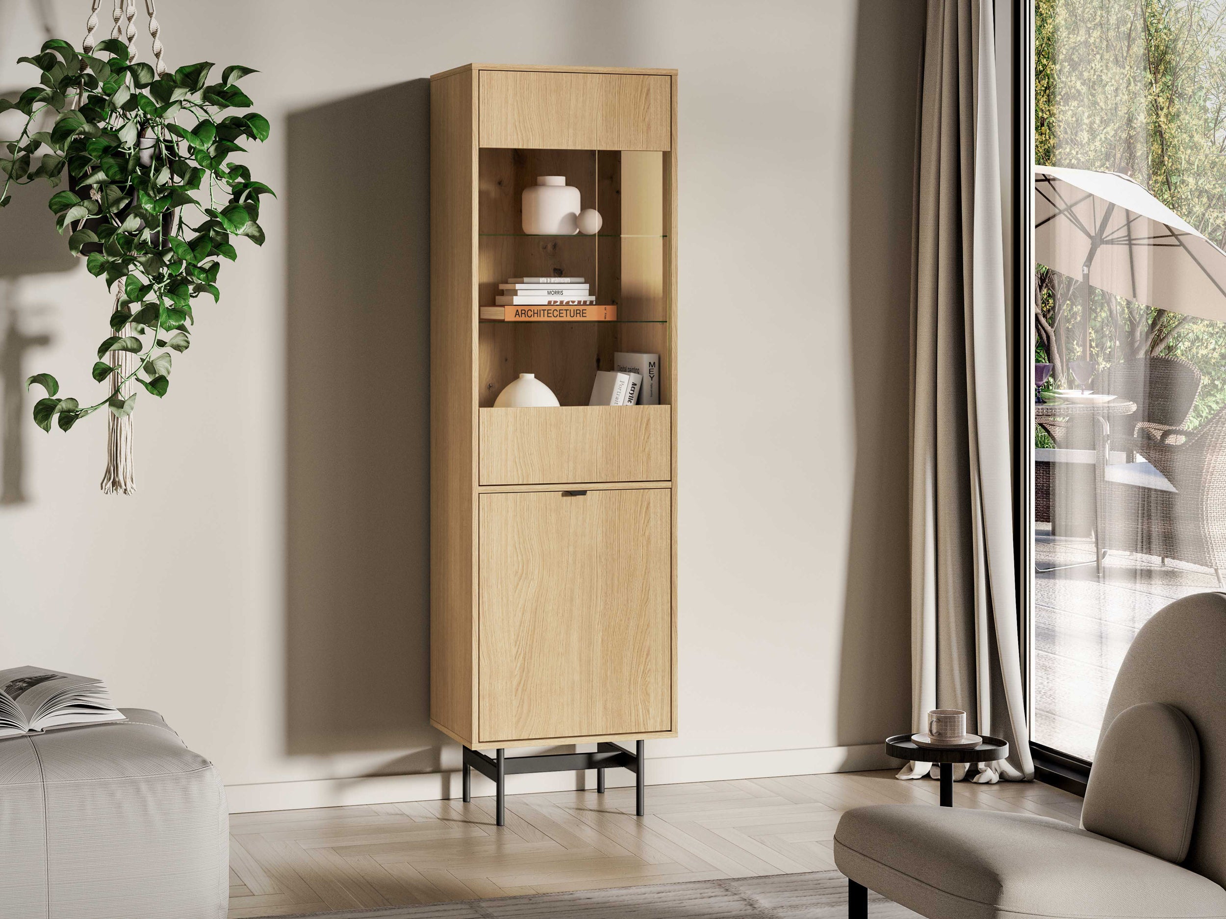 Einzeltüriger Schrank Reynos 54 cm Eiche Mavelie