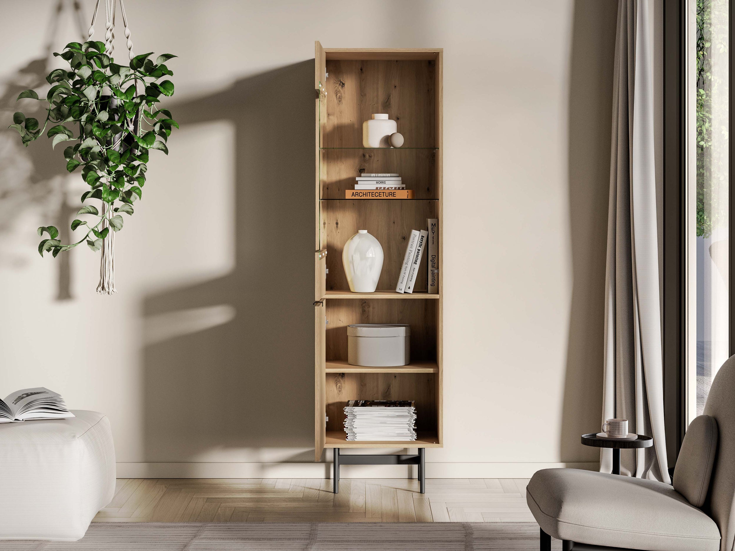 Einzeltüriger Schrank Reynos 54 cm Eiche Mavelie