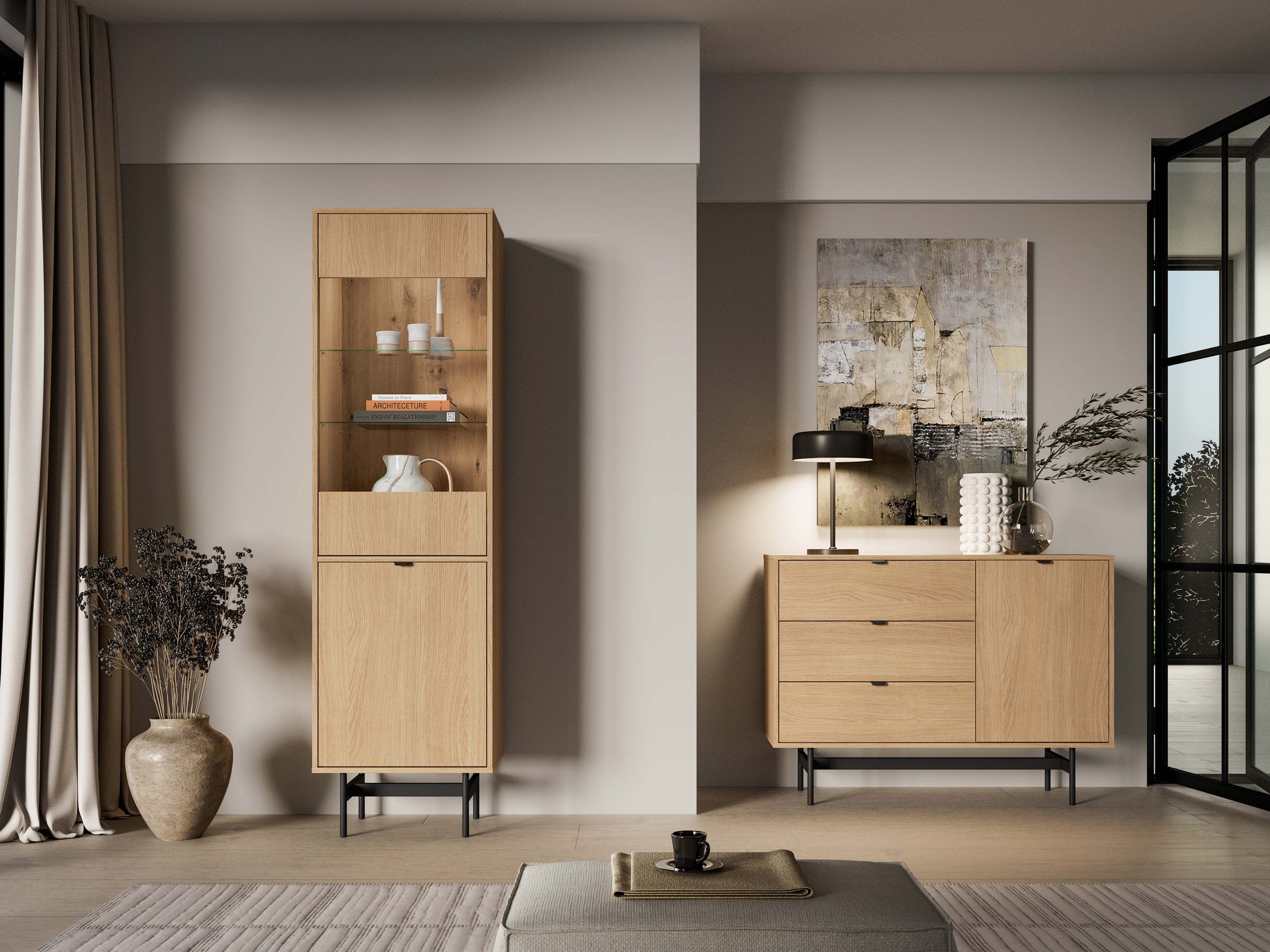 Einzeltüriger Schrank Reynos 54 cm Eiche Mavelie