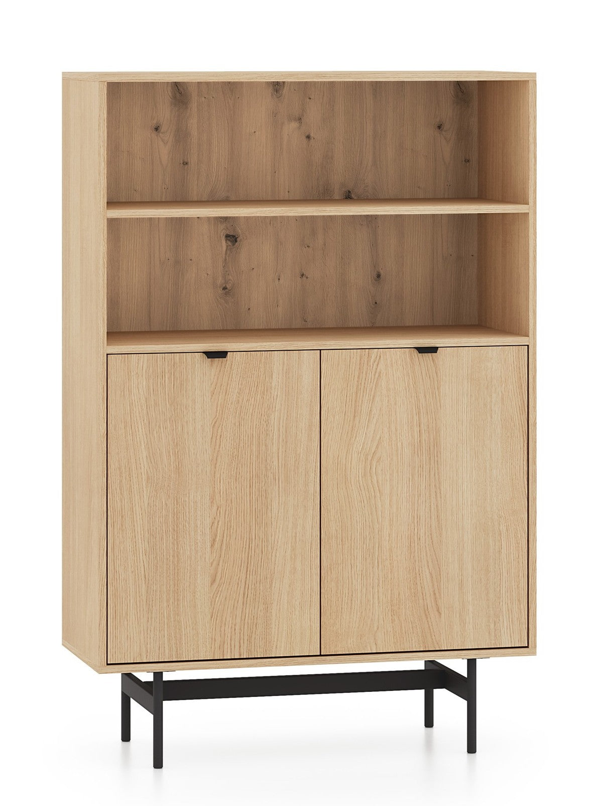 Zweiturige Kommode Reynos mit zwei Fächern, 92 cm, Eiche Mavelie