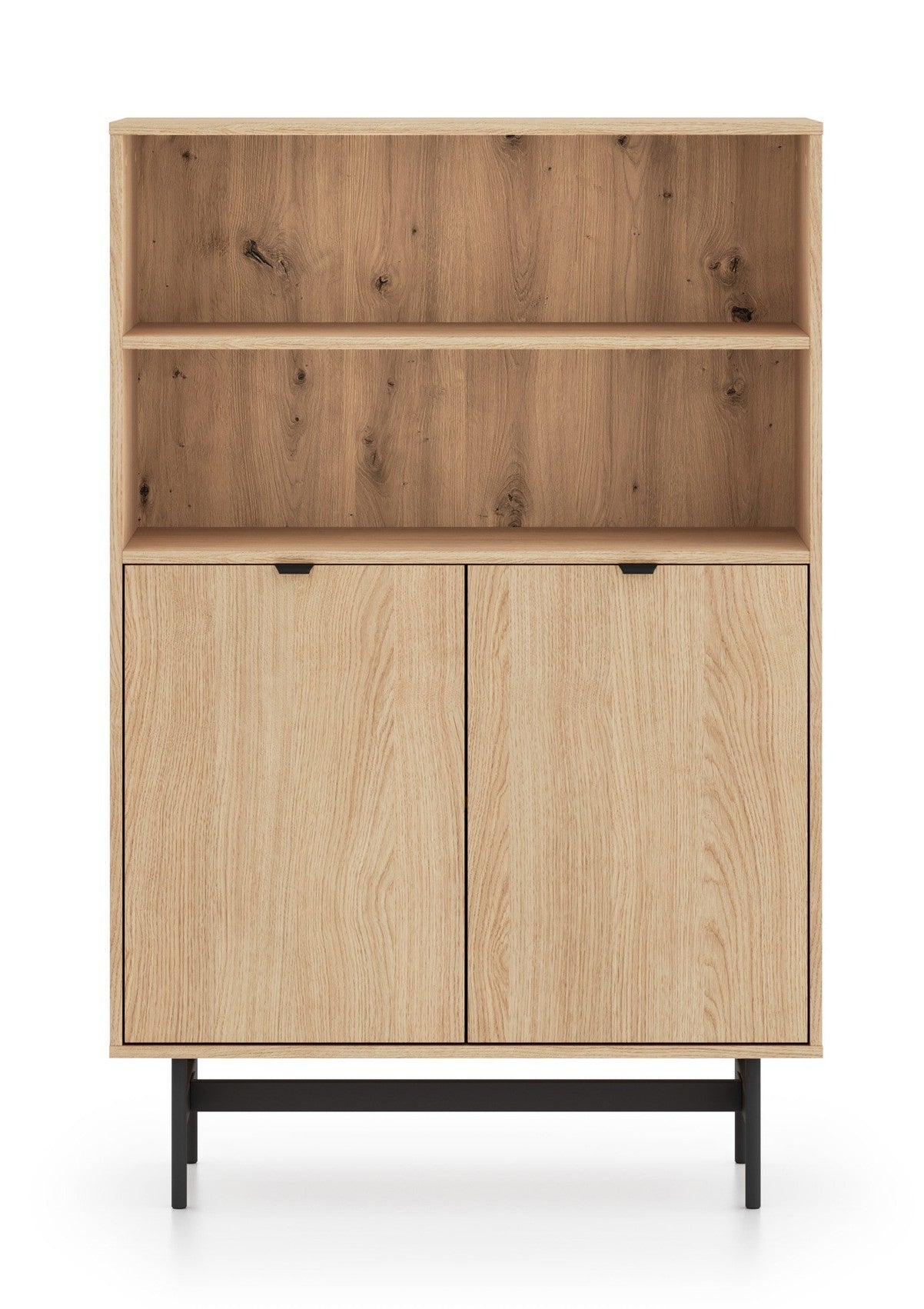 Zweiturige Kommode Reynos mit zwei Fächern, 92 cm, Eiche Mavelie