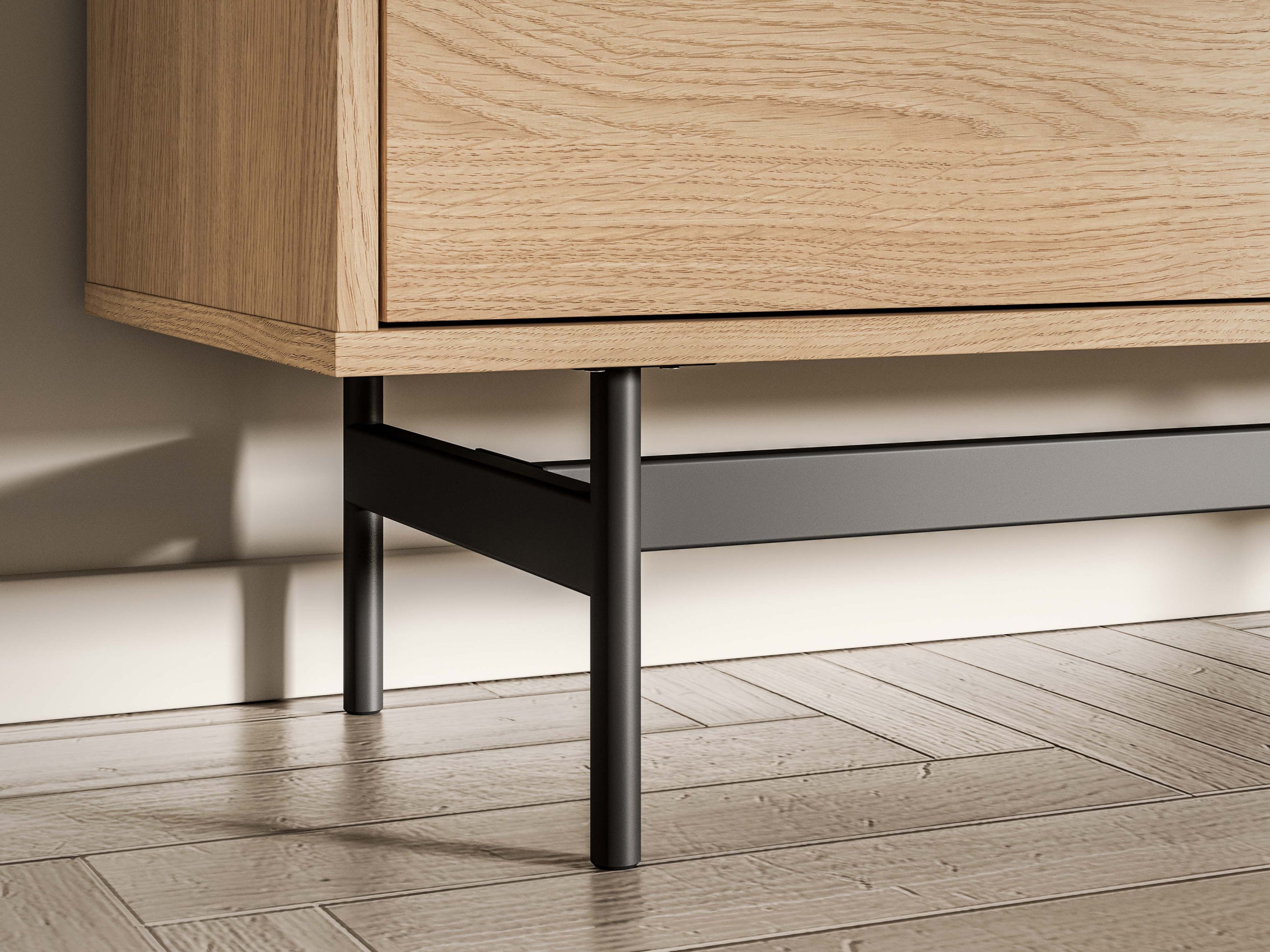 Zweiturige Kommode Reynos mit zwei Fächern, 92 cm, Eiche Mavelie