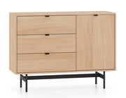 Reynos Einzeltür-Kommode mit drei Schubladen, 92 cm, Eiche Mavelie