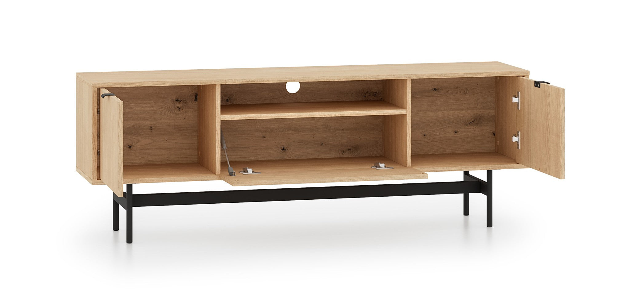 TV-Schrank Reynos, dreitürig, 150 cm, Eiche Mavelie