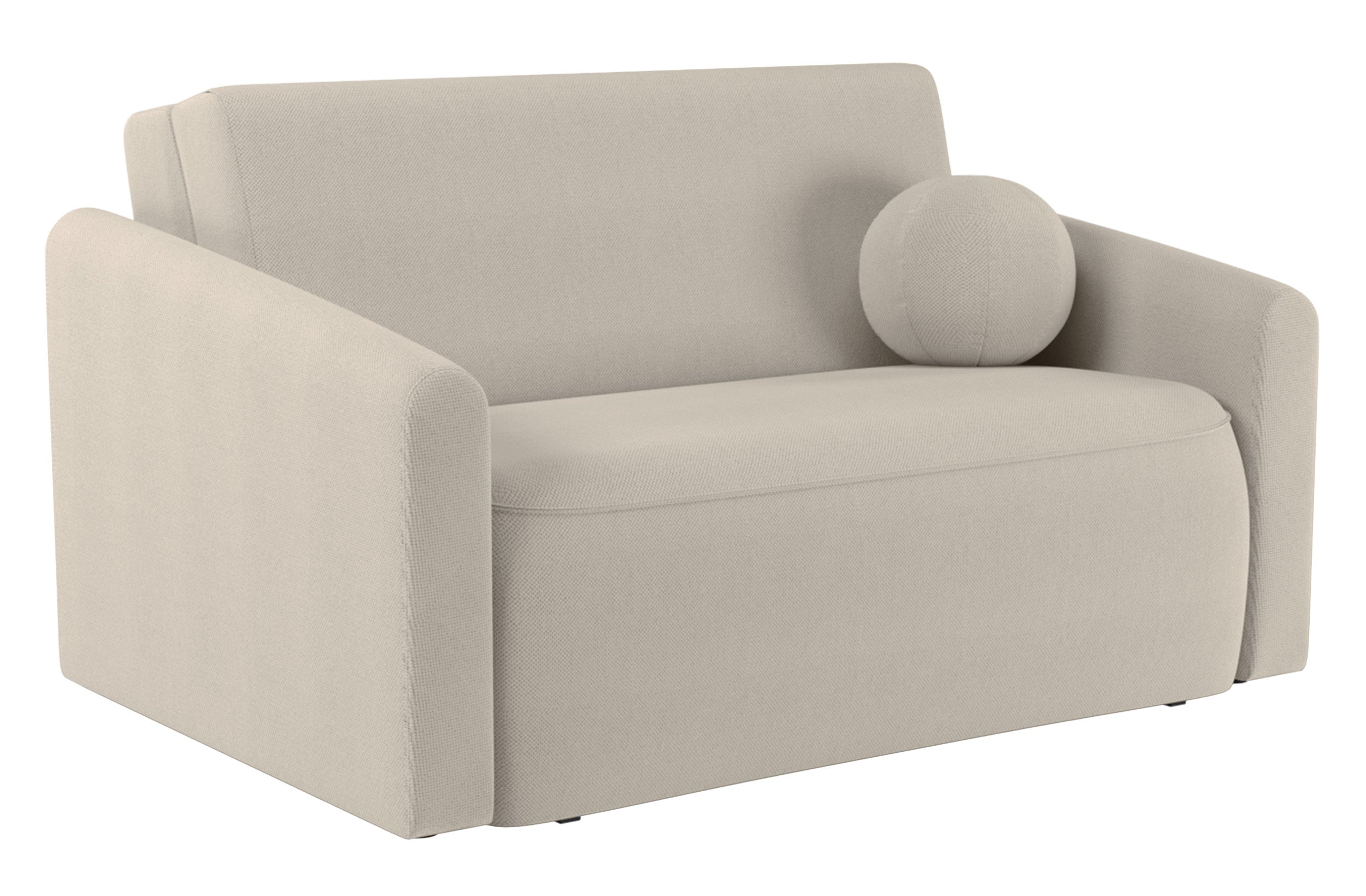 Ausziehbare Zweiersofa Poppino mit Stauraum, cremefarben, hydrofober Chenille-Stoff