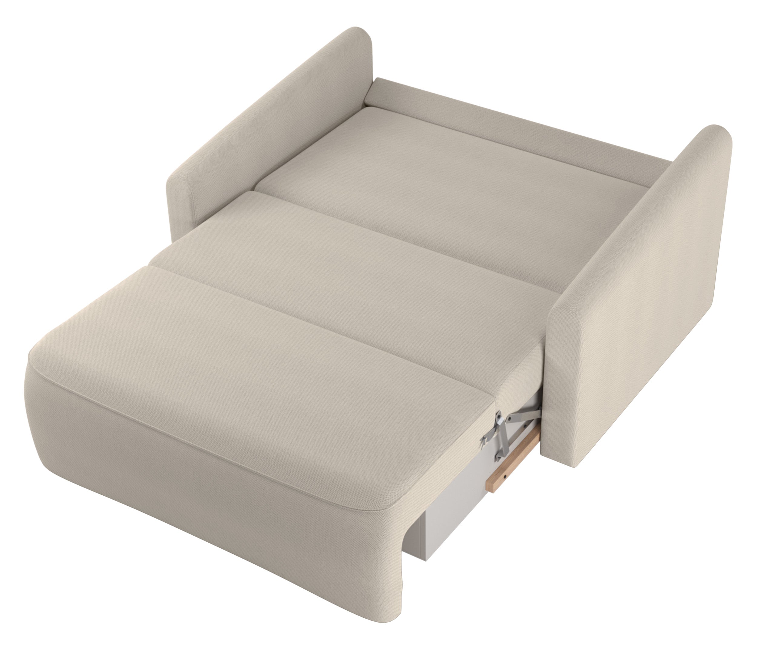 Ausziehbare Zweiersofa Poppino mit Stauraum, cremefarben, hydrofober Chenille-Stoff