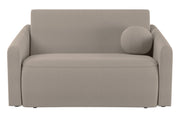 Zweisitziges ausklappbares Sofa Poppino mit Stauraum, grau-beiger hydrophober Chenille-Stoff
