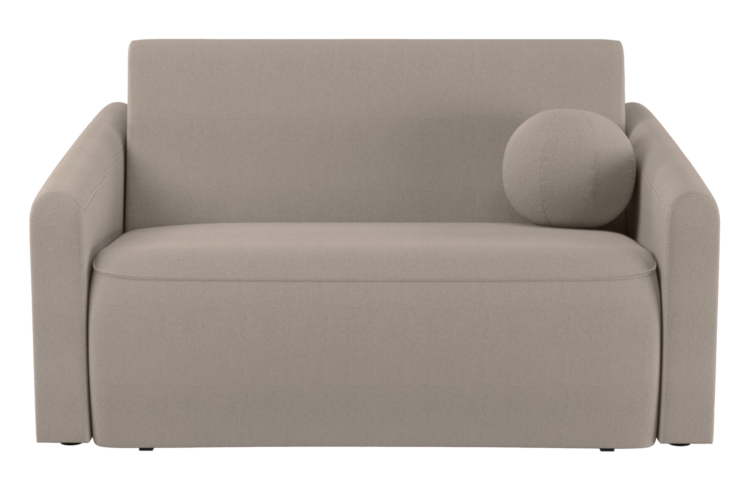 Zweisitziges ausklappbares Sofa Poppino mit Stauraum, grau-beiger hydrophober Chenille-Stoff