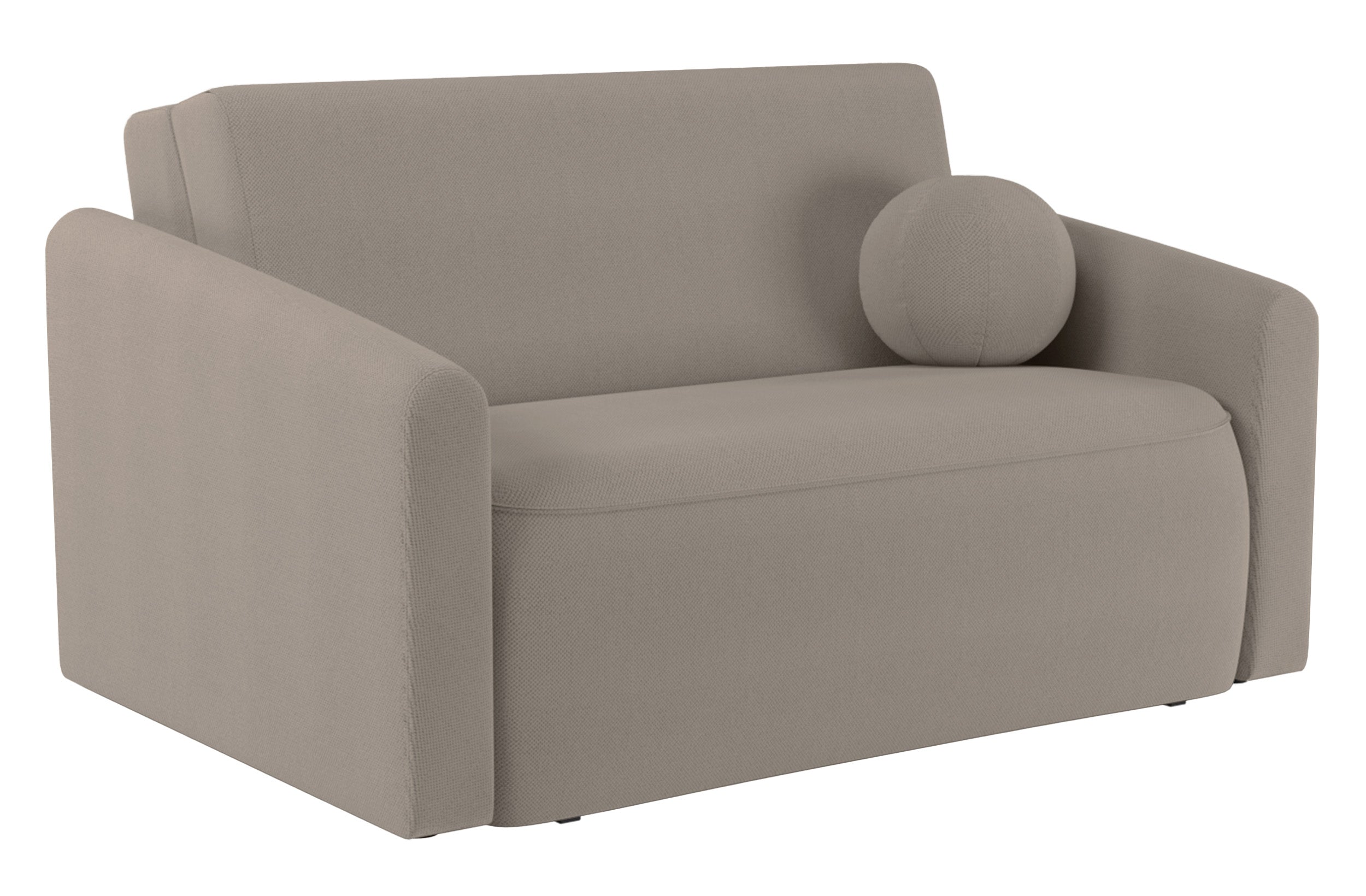 Zweisitziges ausklappbares Sofa Poppino mit Stauraum, grau-beiger hydrophober Chenille-Stoff