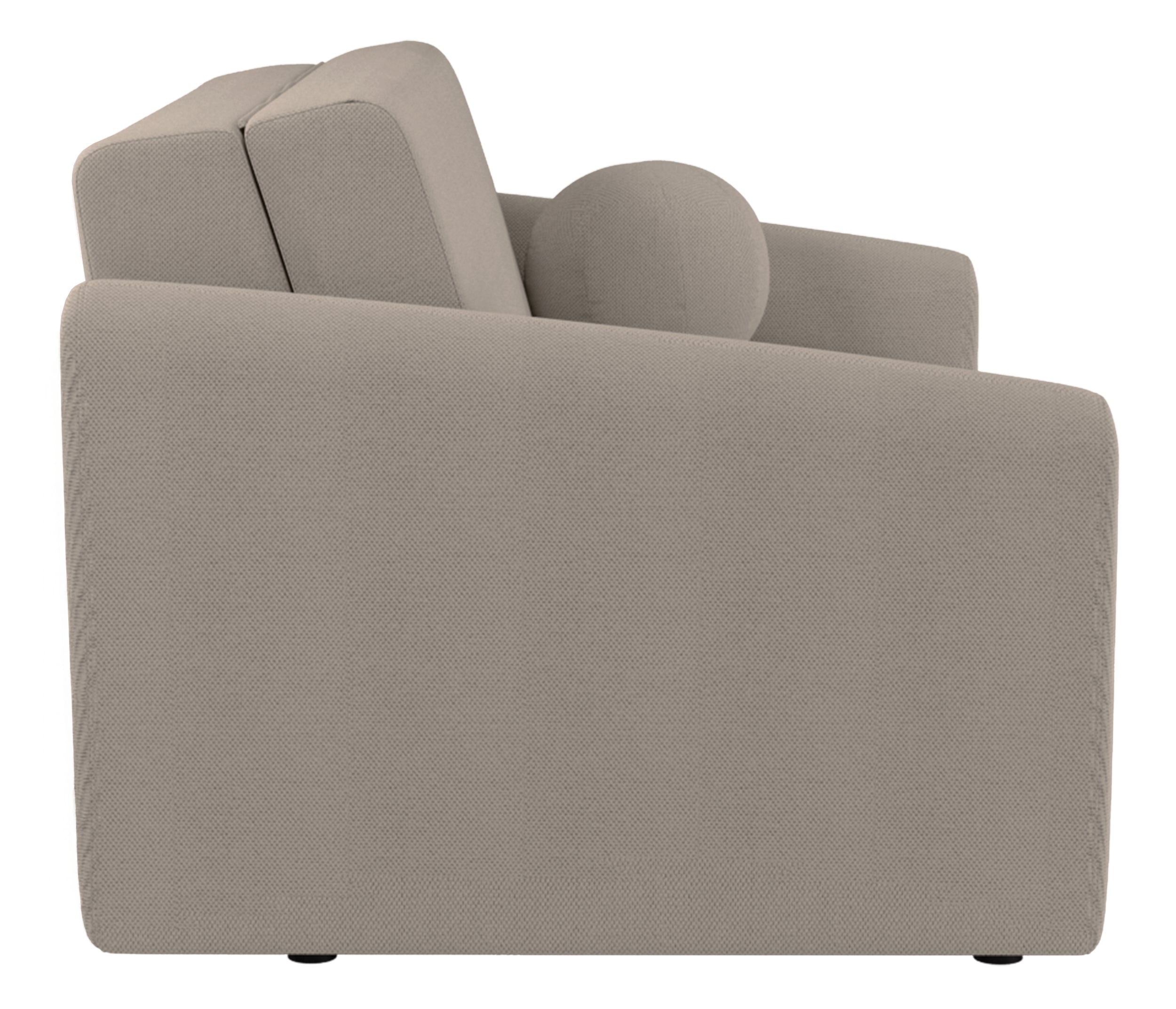 Zweisitziges ausklappbares Sofa Poppino mit Stauraum, grau-beiger hydrophober Chenille-Stoff