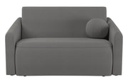 Zweisitziges ausklappbares Sofa Poppino mit Stauraum, dunkelgrauer hydrophober Chenille-Bezug