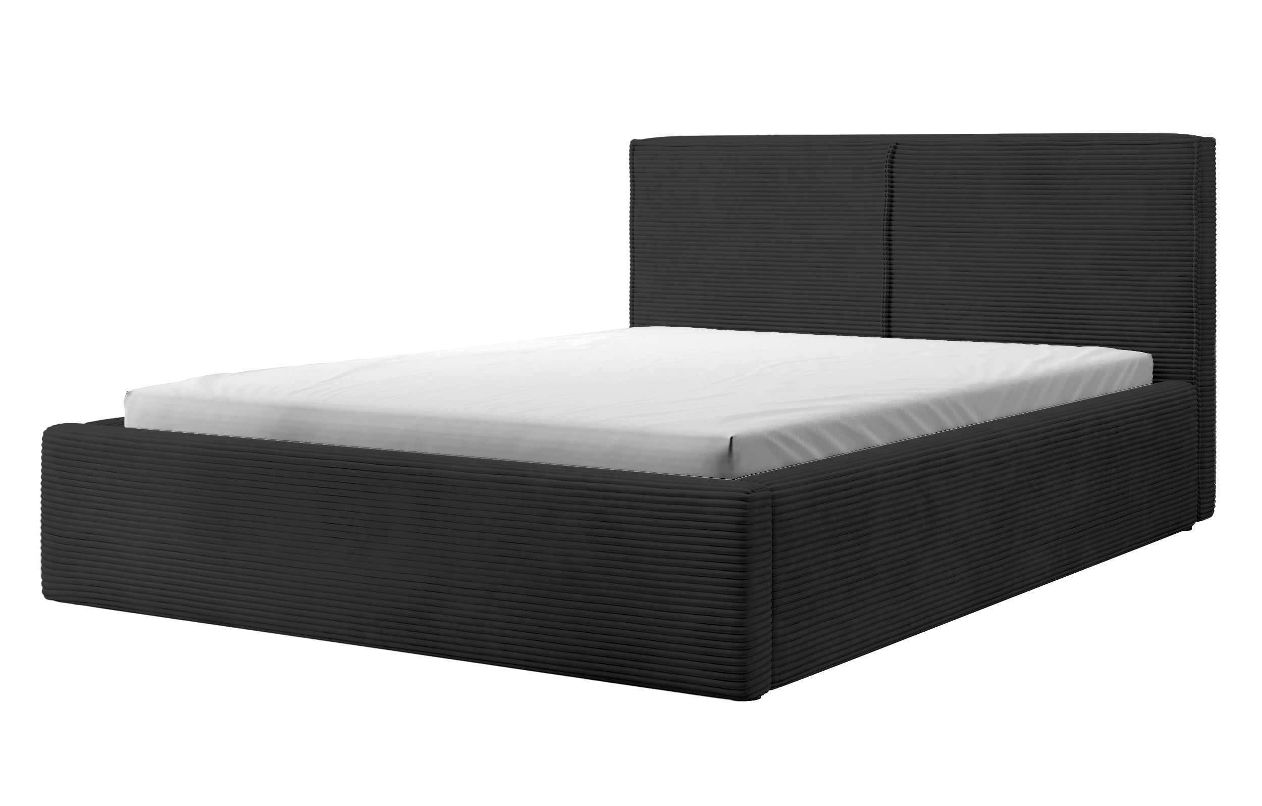 Polsterbett 140x200 cm Farese mit Stauraum und Gasdruckfeder, schwarz Cord