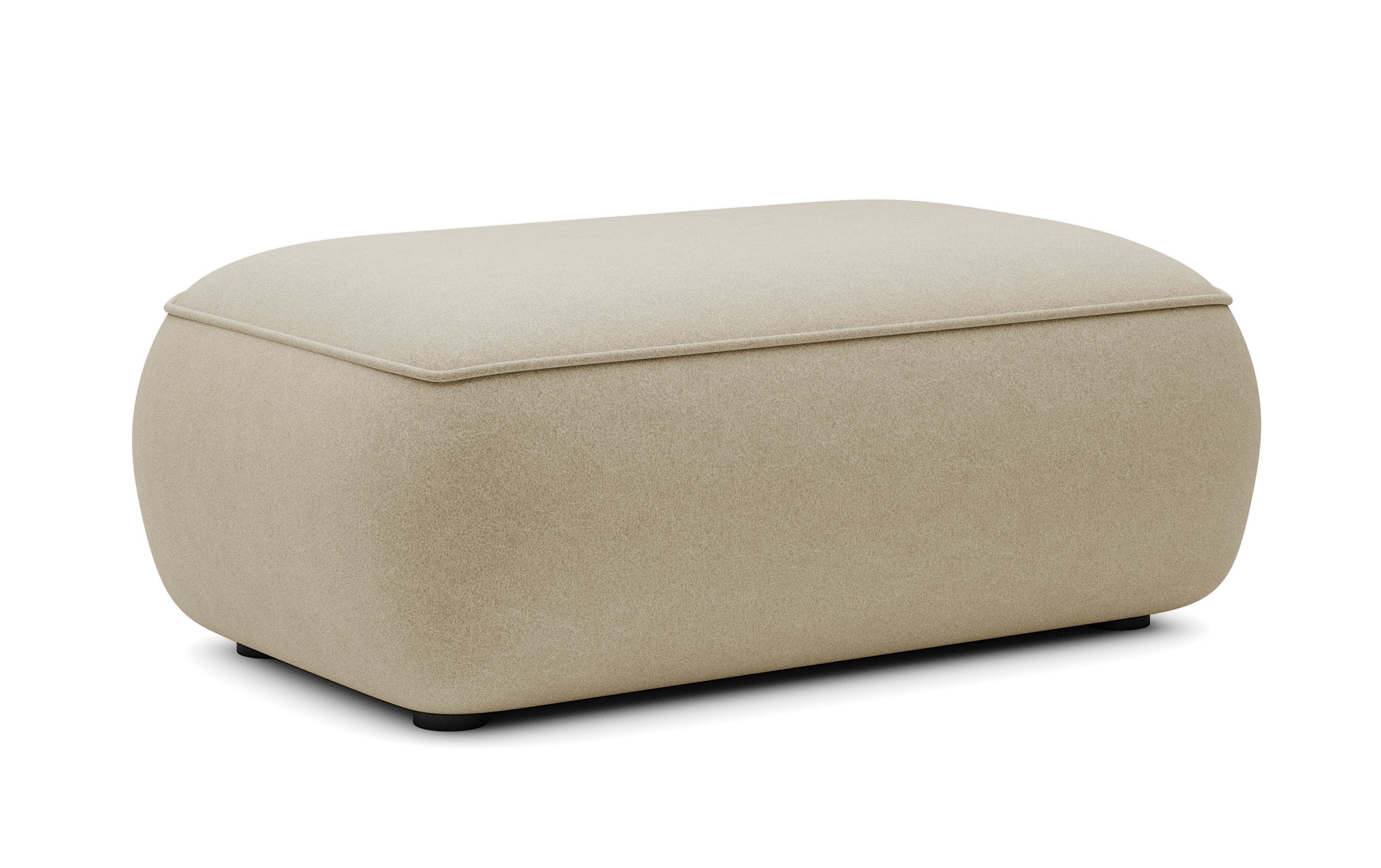 Beiger Ovo-Pouf aus Velours in leicht zu reinigendem Stoff